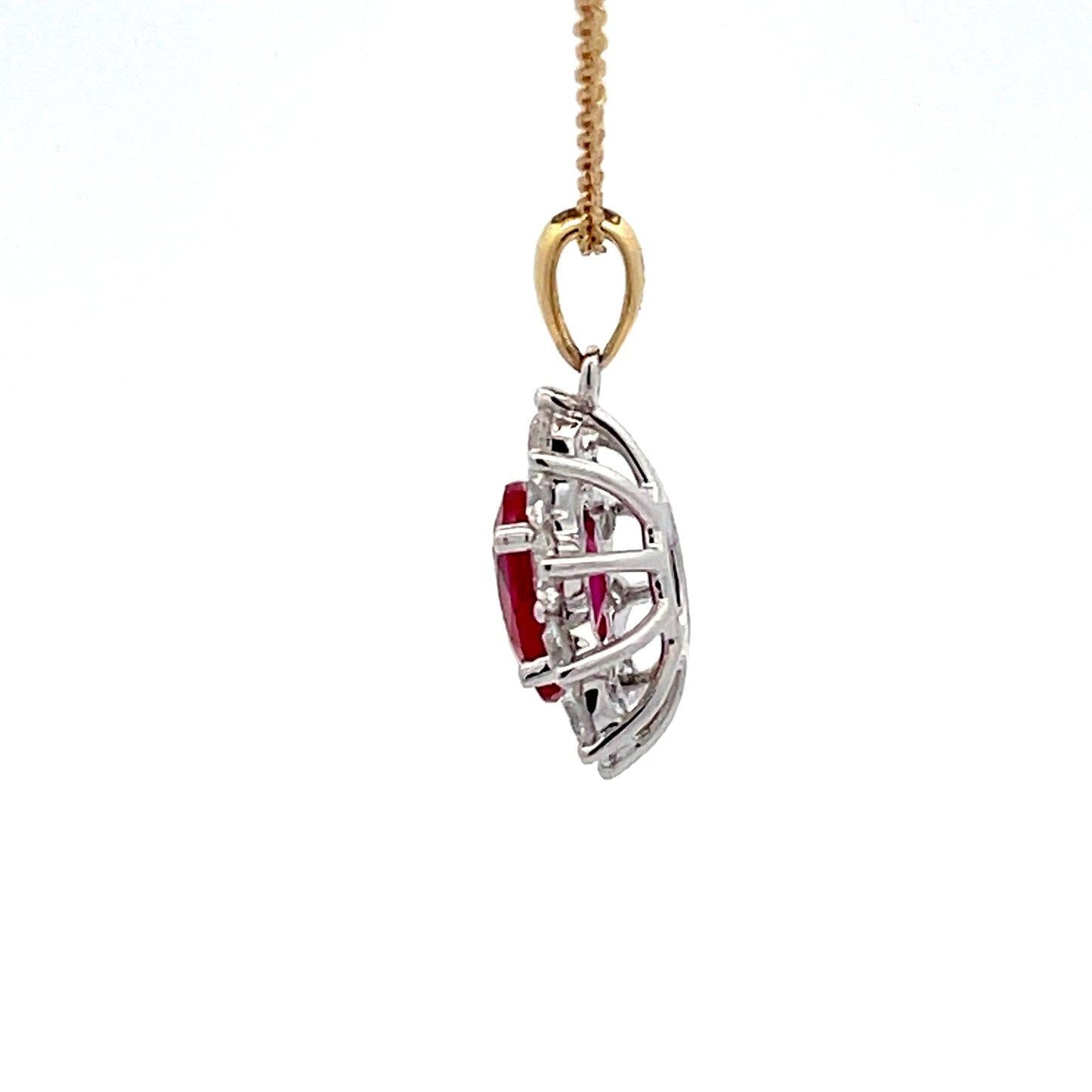 Ruby and Round Brilliant Cut Diamond Cluster Style Pendant  Gardiner Brothers