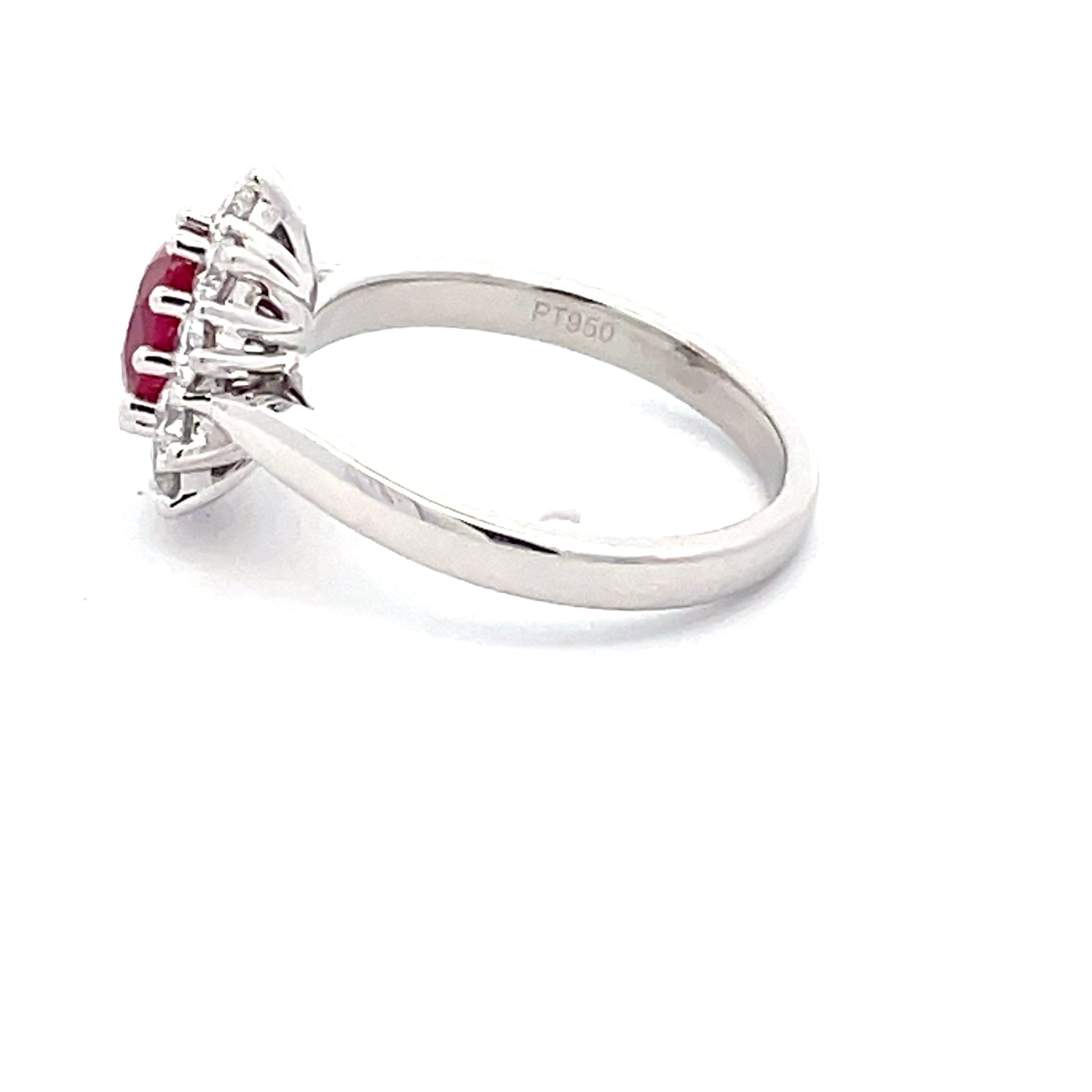 Ruby and Round Brilliant Cut Diamond Cluster Style Ring  Gardiner Brothers