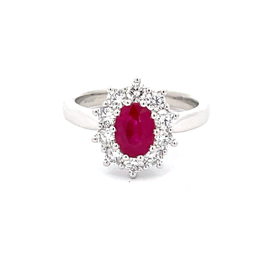 Ruby and Round Brilliant Cut Diamond Cluster Style Ring  Gardiner Brothers