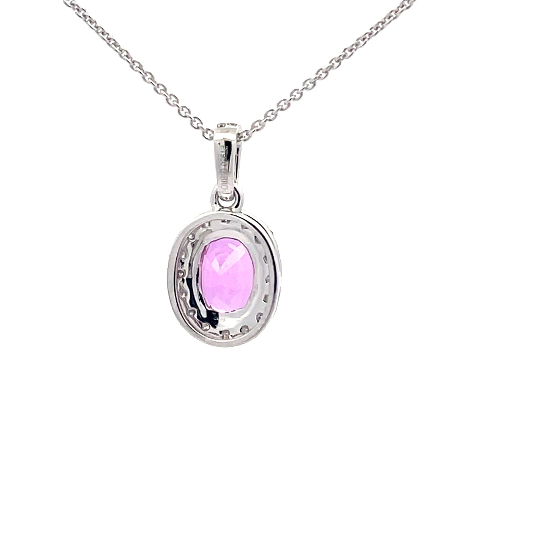 Pink Sapphire and Diamond Halo Style Pendant  Gardiner Brothers