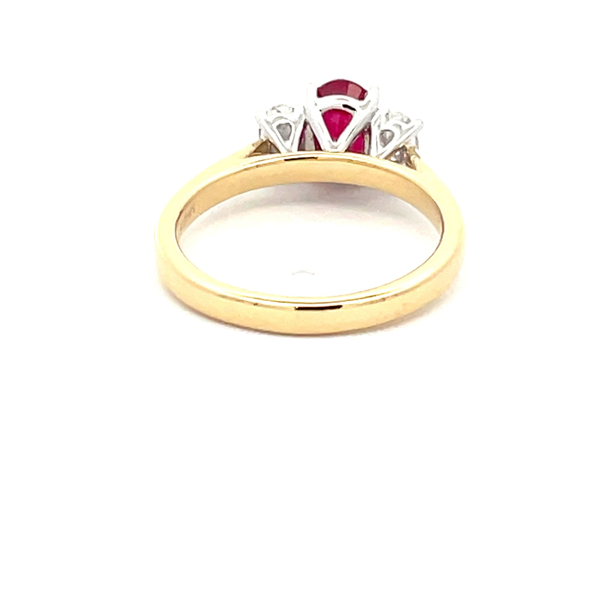 Ruby and Oval Shaped Diamond 3 Stone Ring  Gardiner Brothers