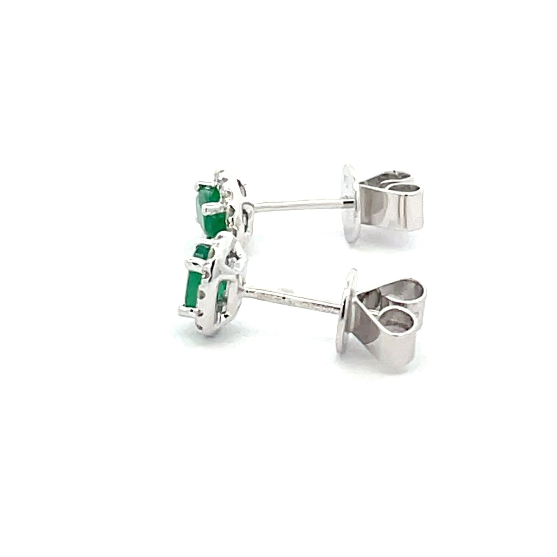 Emerald and Diamond Halo Style Earrings  Gardiner Brothers