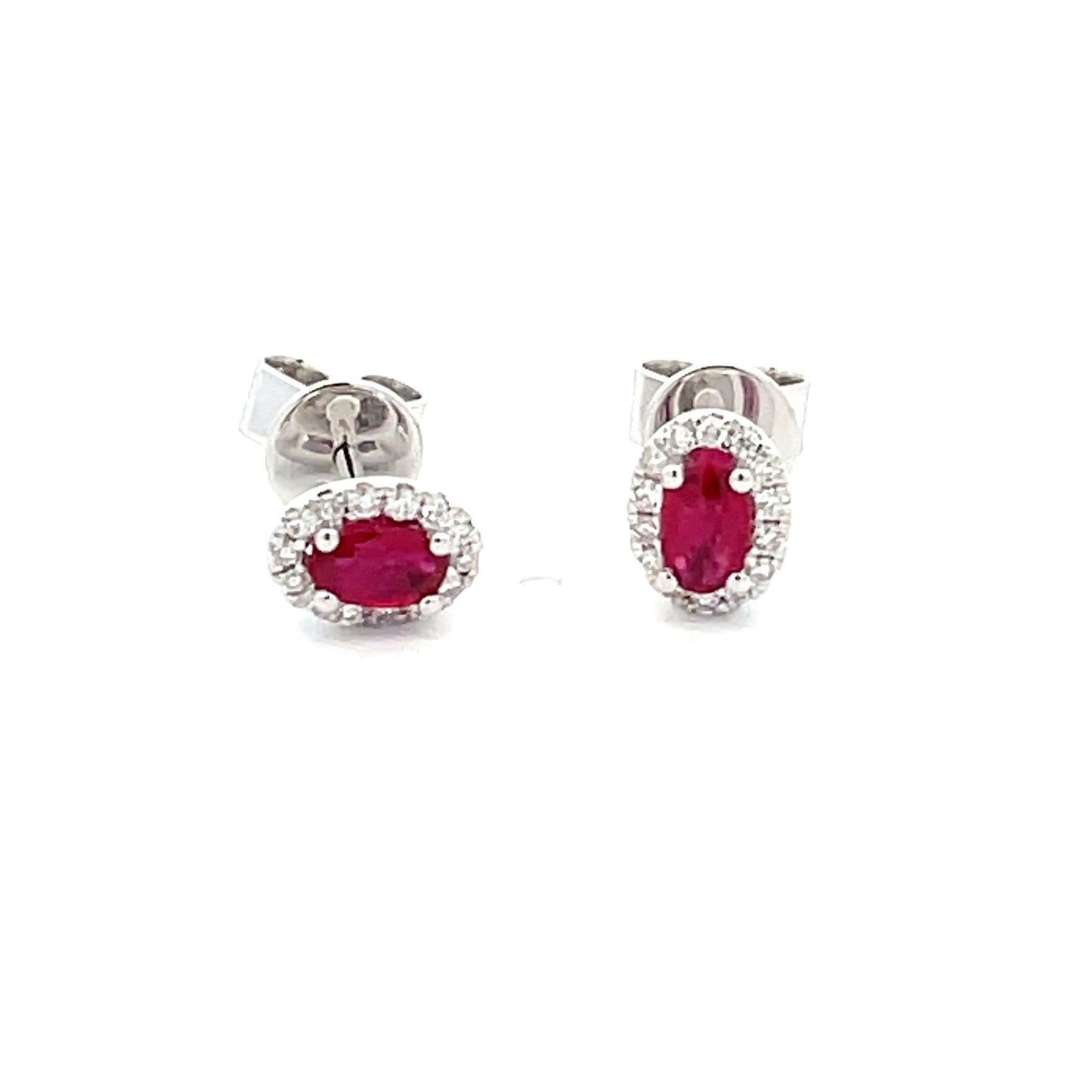 Rubie and Diamond Halo Style Earrings  Gardiner Brothers