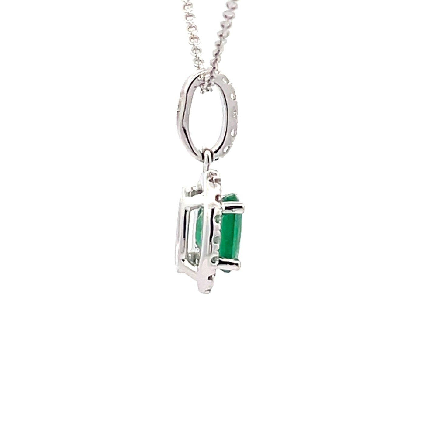 Emerald and Diamond Halo Style Pendant  Gardiner Brothers