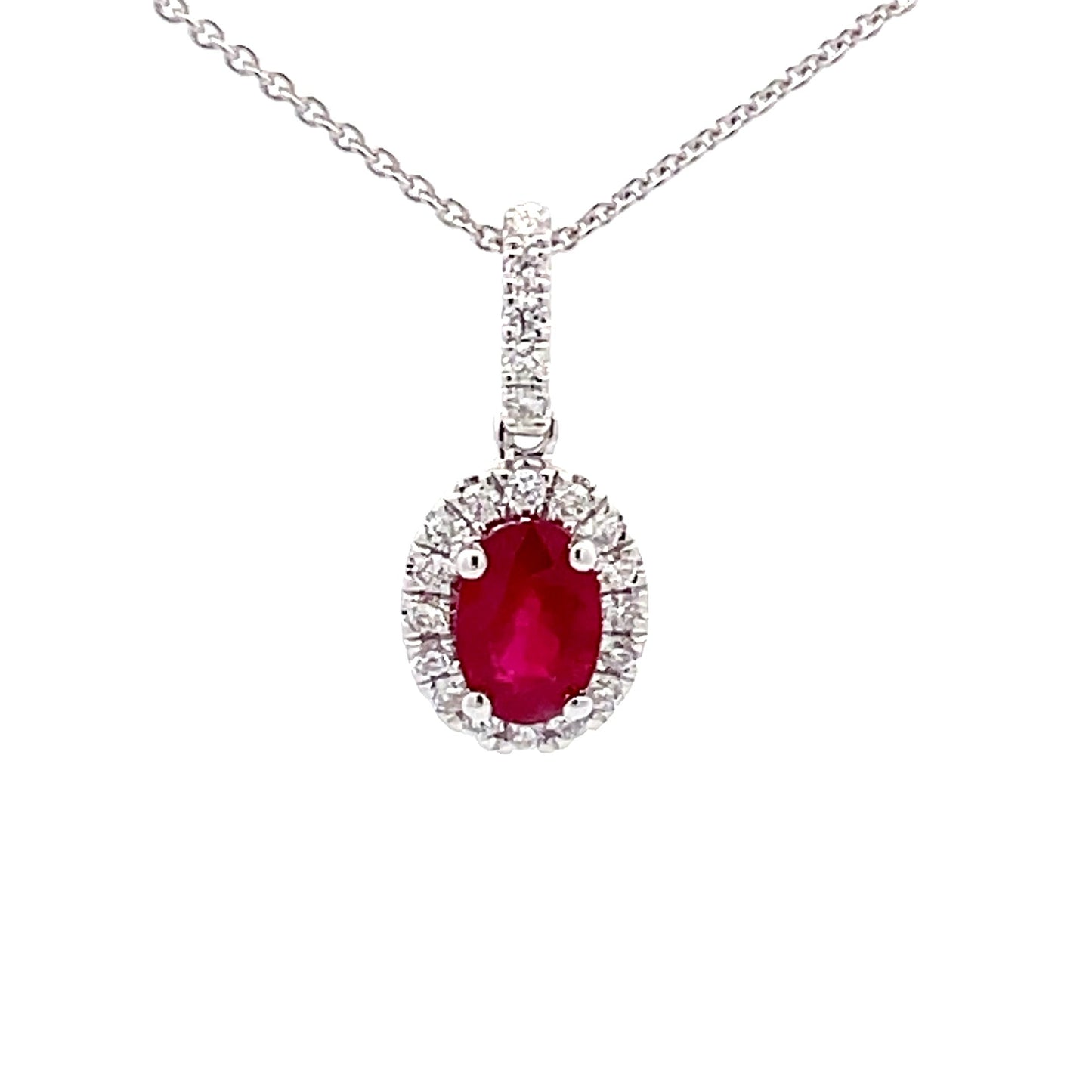 Ruby and Diamond Halo Style Pendant  Gardiner Brothers