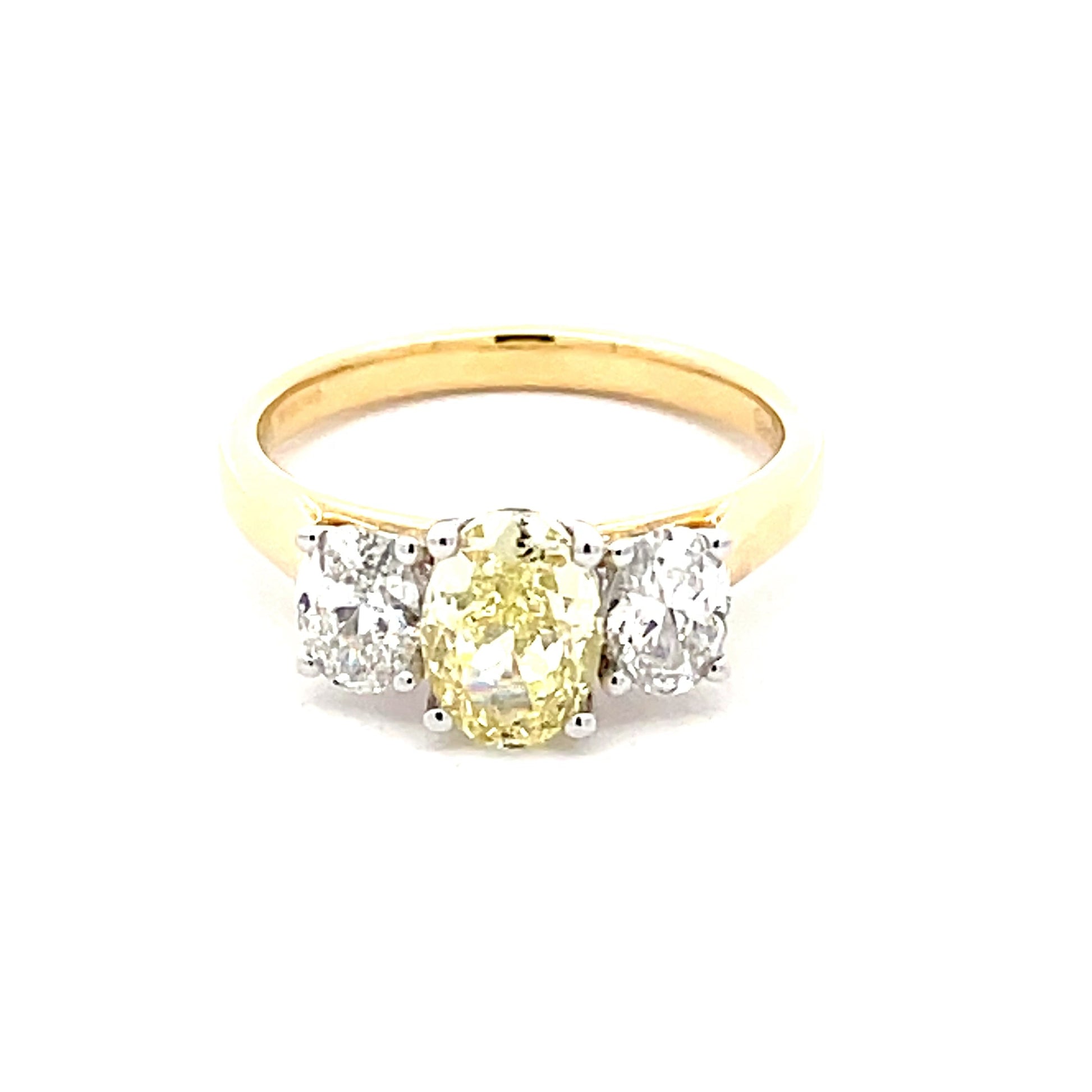 Oval Shaped Yellow diamond 3 Stone ring - 2.01cts  Gardiner Brothers