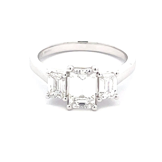 Lab Grown 3 Stone emerald cut diamond ring - 1.65cts  Gardiner Brothers