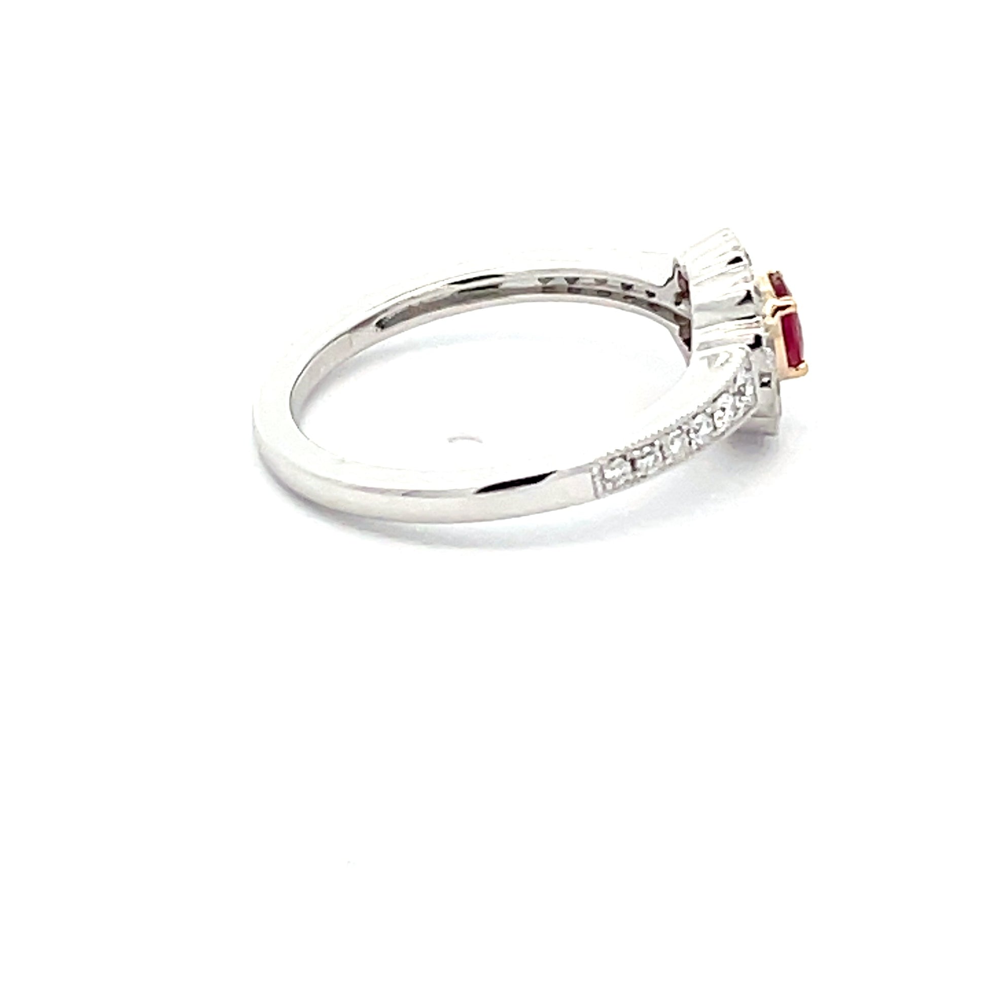 Ruby and Round Brilliant Cut Diamond, Vintage Cluster Style Ring  Gardiner Brothers   