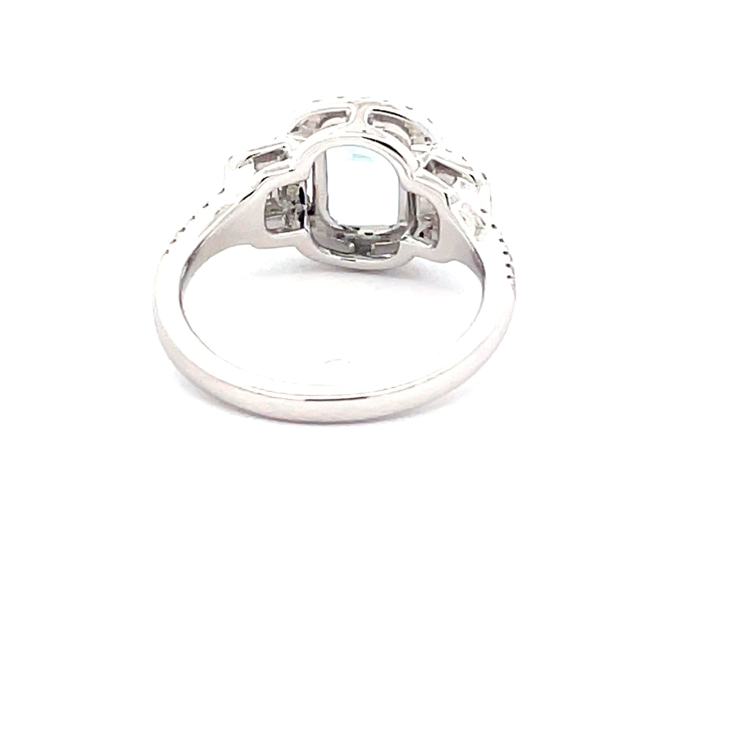 Aquamarine and Diamond 3 stone halo style ring  Gardiner Brothers