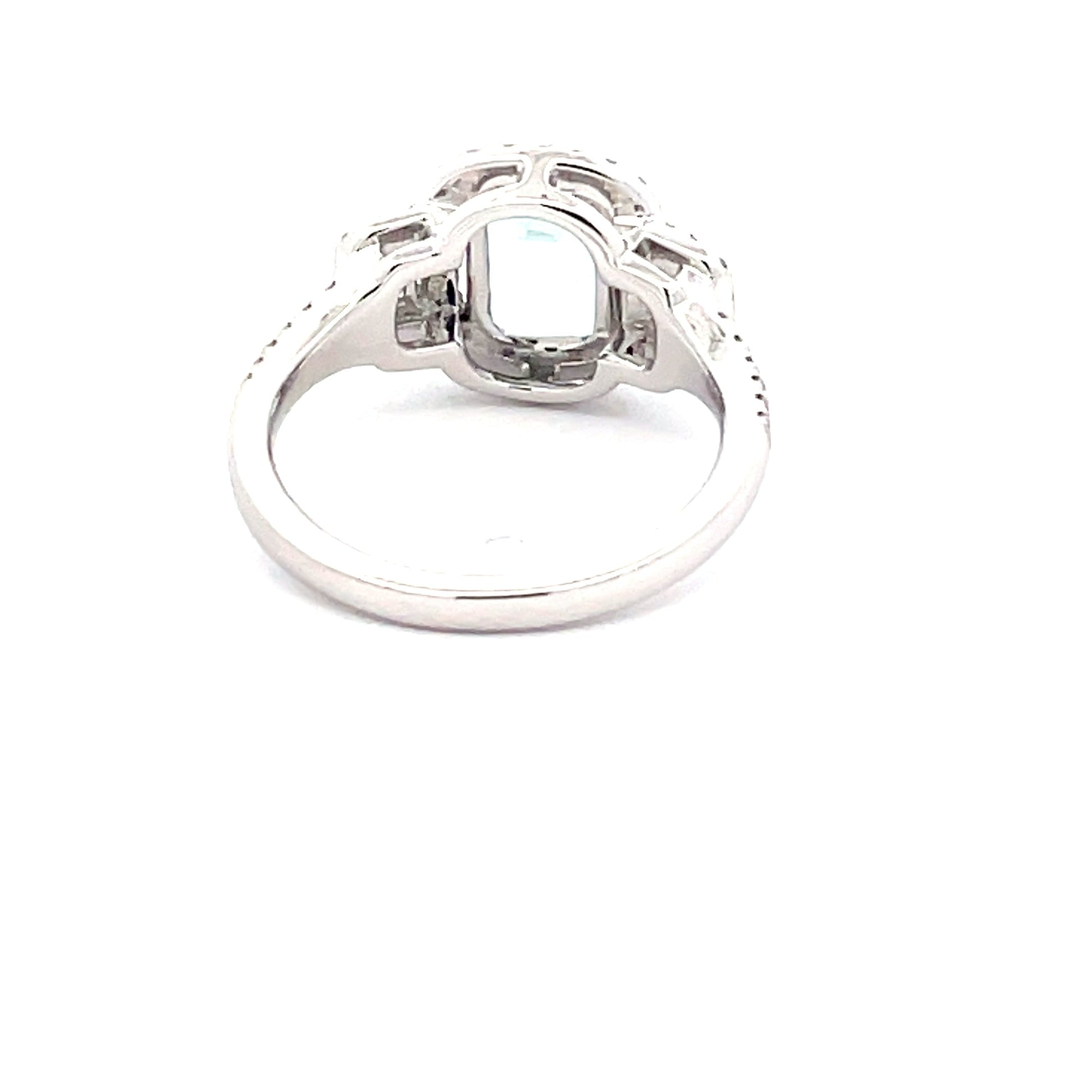 Aquamarine and Diamond 3 stone halo style ring  Gardiner Brothers