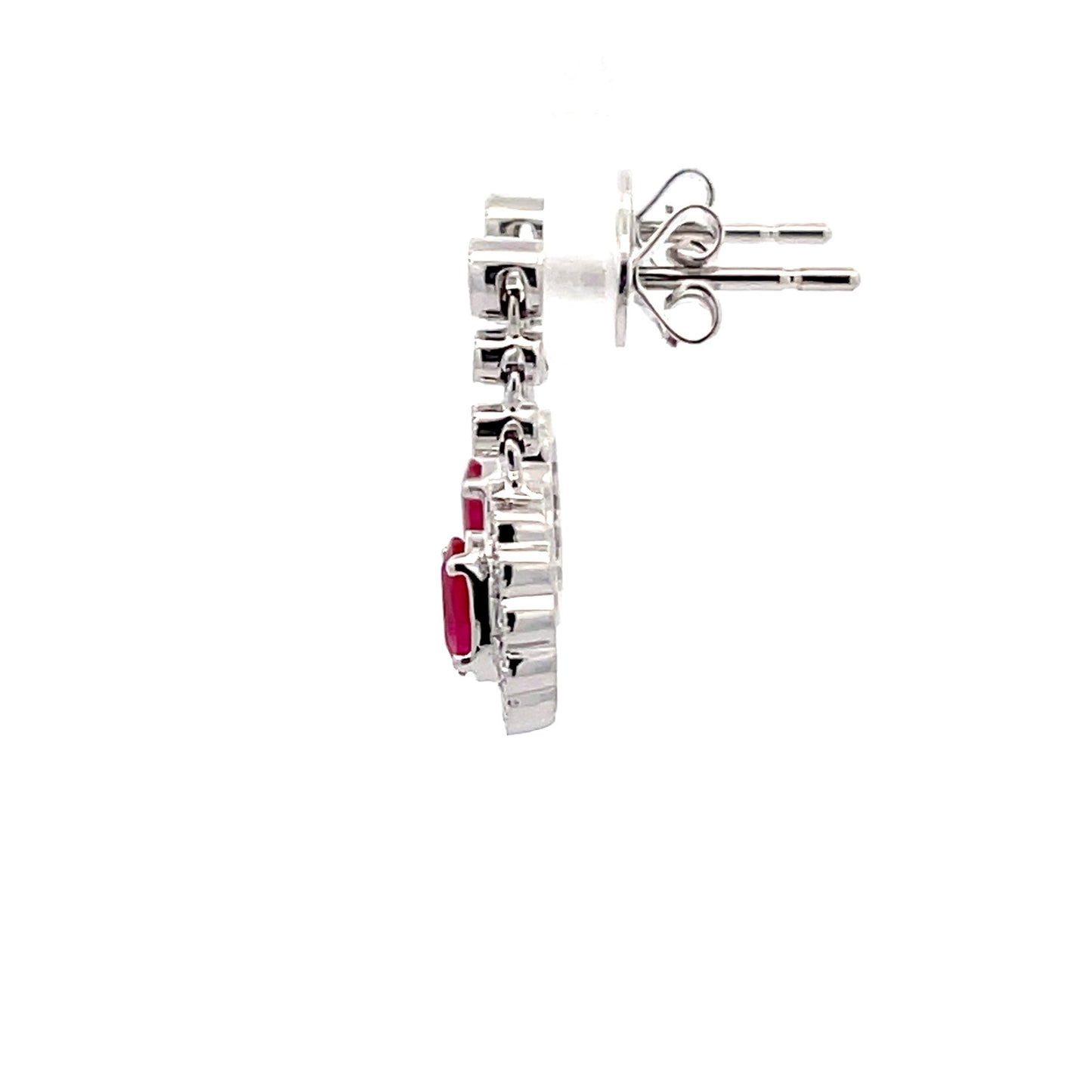 Ruby and Diamond Cluster Style Drop Earrings  Gardiner Brothers