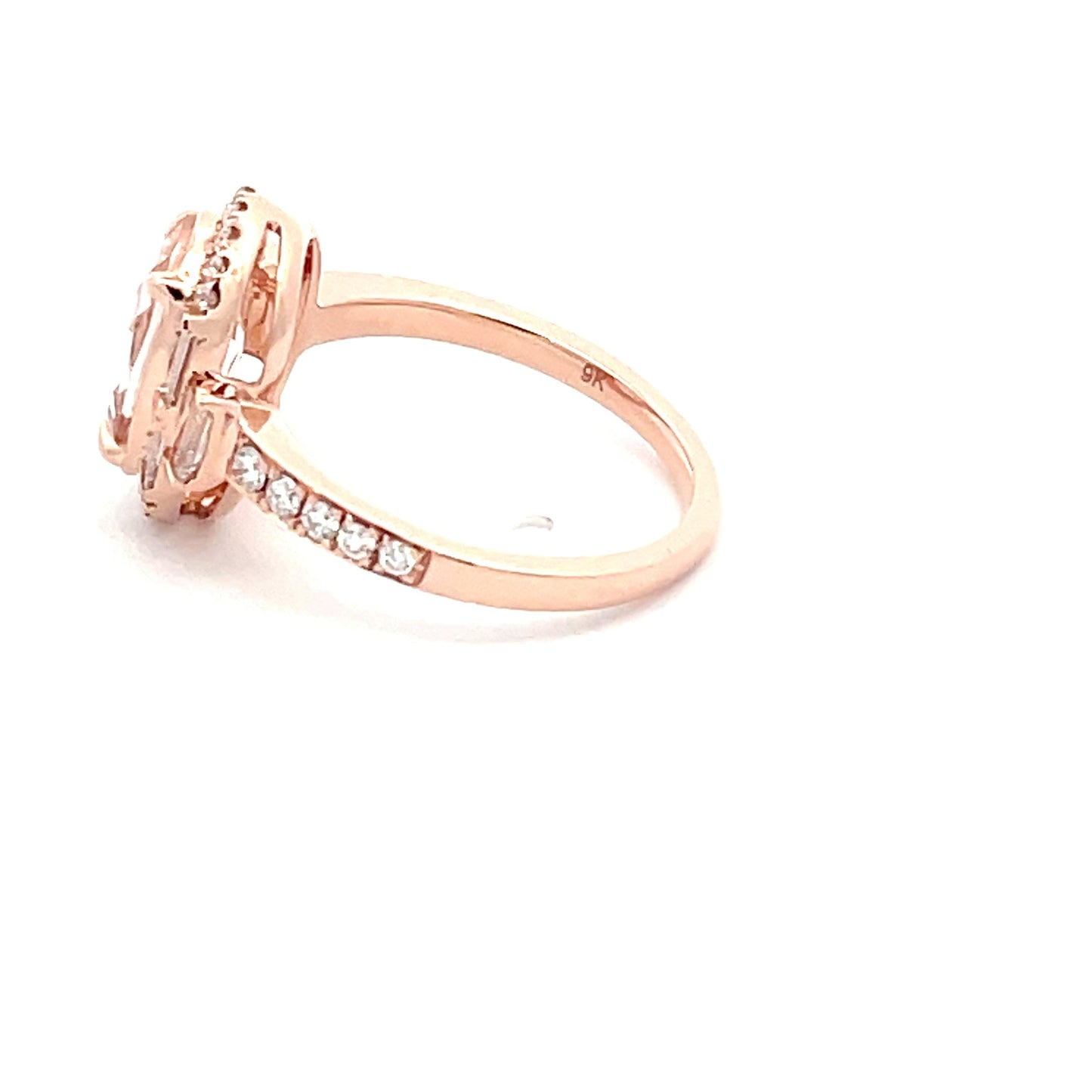 Morganite and Diamond Halo Cluster Style Ring  Gardiner Brothers