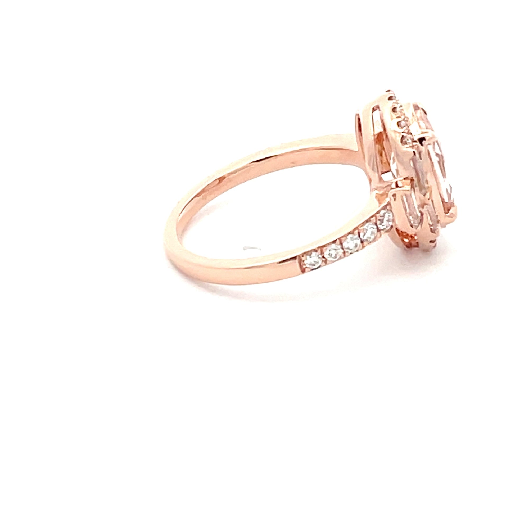 Morganite and Diamond Halo Cluster Style Ring  Gardiner Brothers