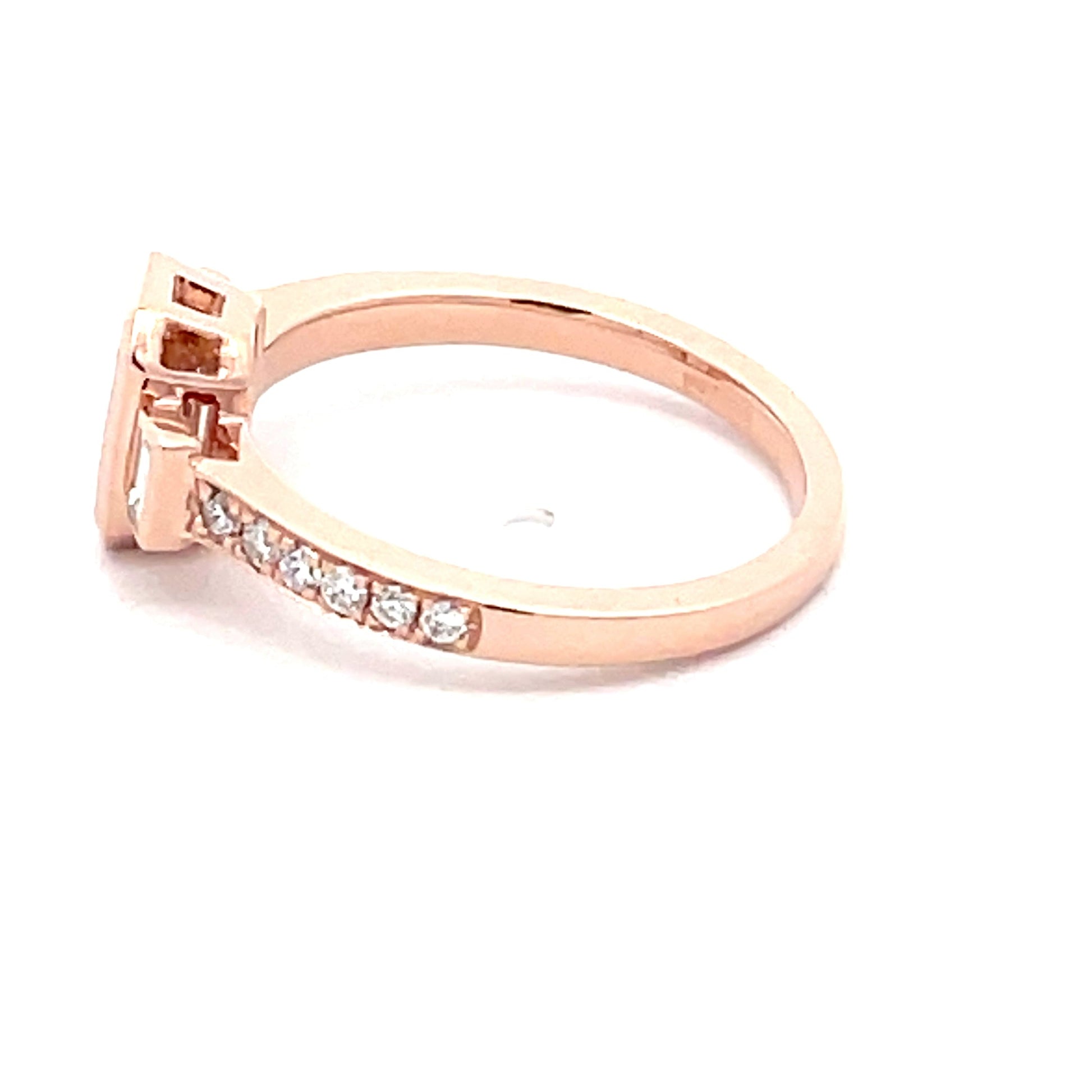 Morganite and Diamond 3 Stone Ring with Diamond Set shoulders.  Gardiner Brothers