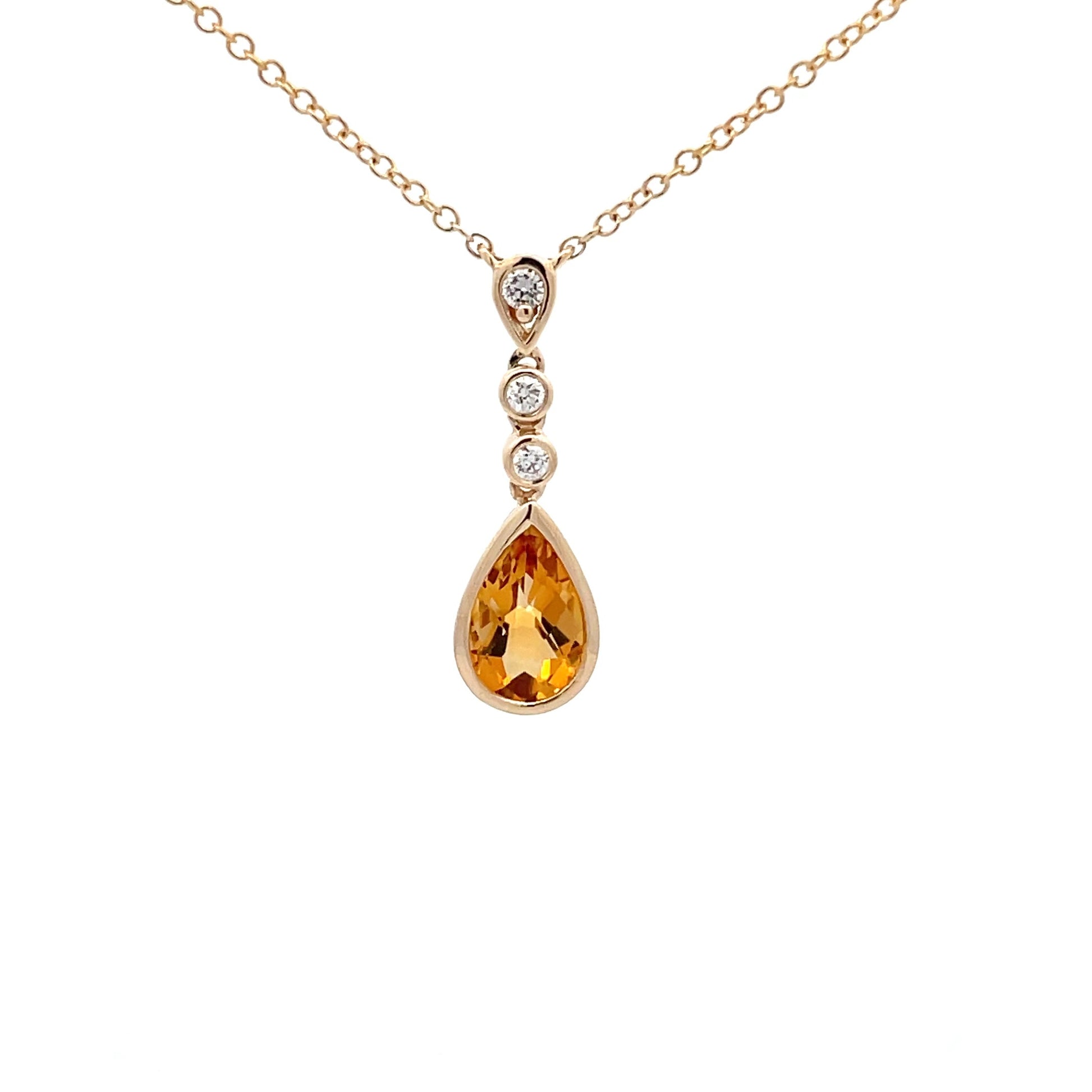 Citrine and Diamond Drop Style Pendant  Gardiner Brothers