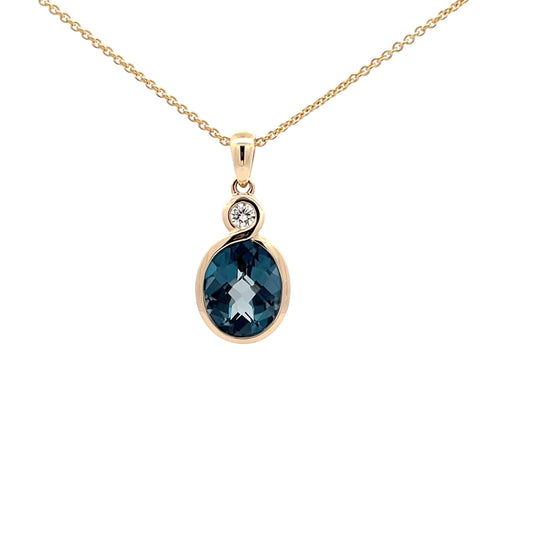 London Blue Topaz and Diamond Pendant  Gardiner Brothers