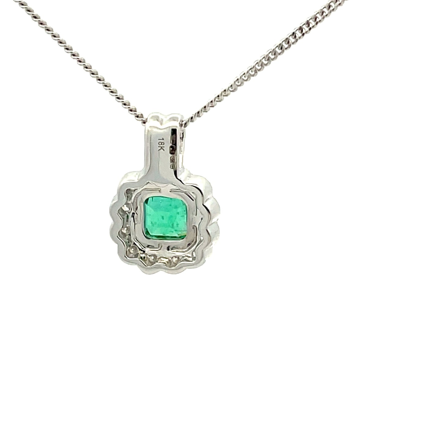 Emerald and diamond Vintage Cluster Style Pendant  Gardiner Brothers