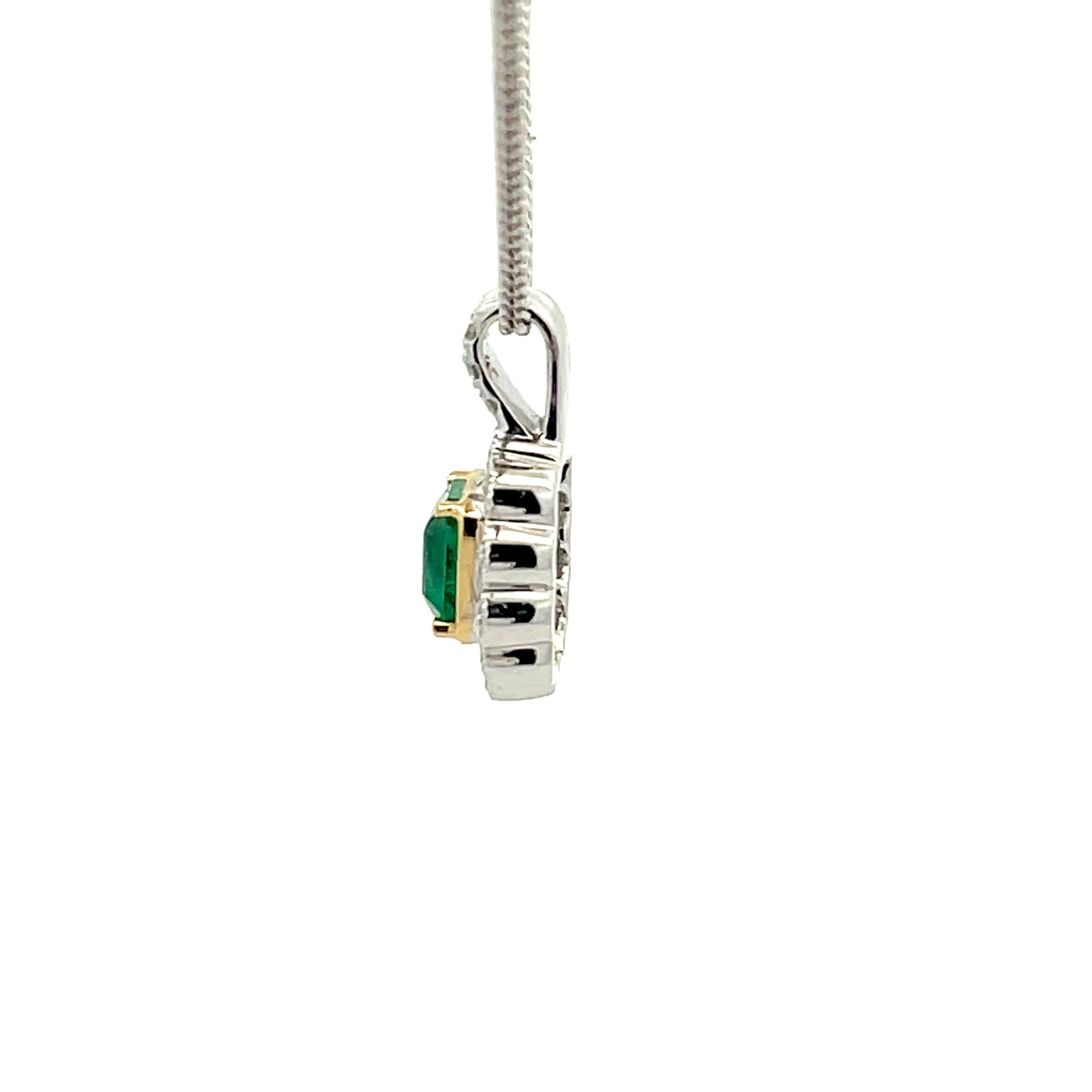 Emerald and diamond Vintage Cluster Style Pendant  Gardiner Brothers