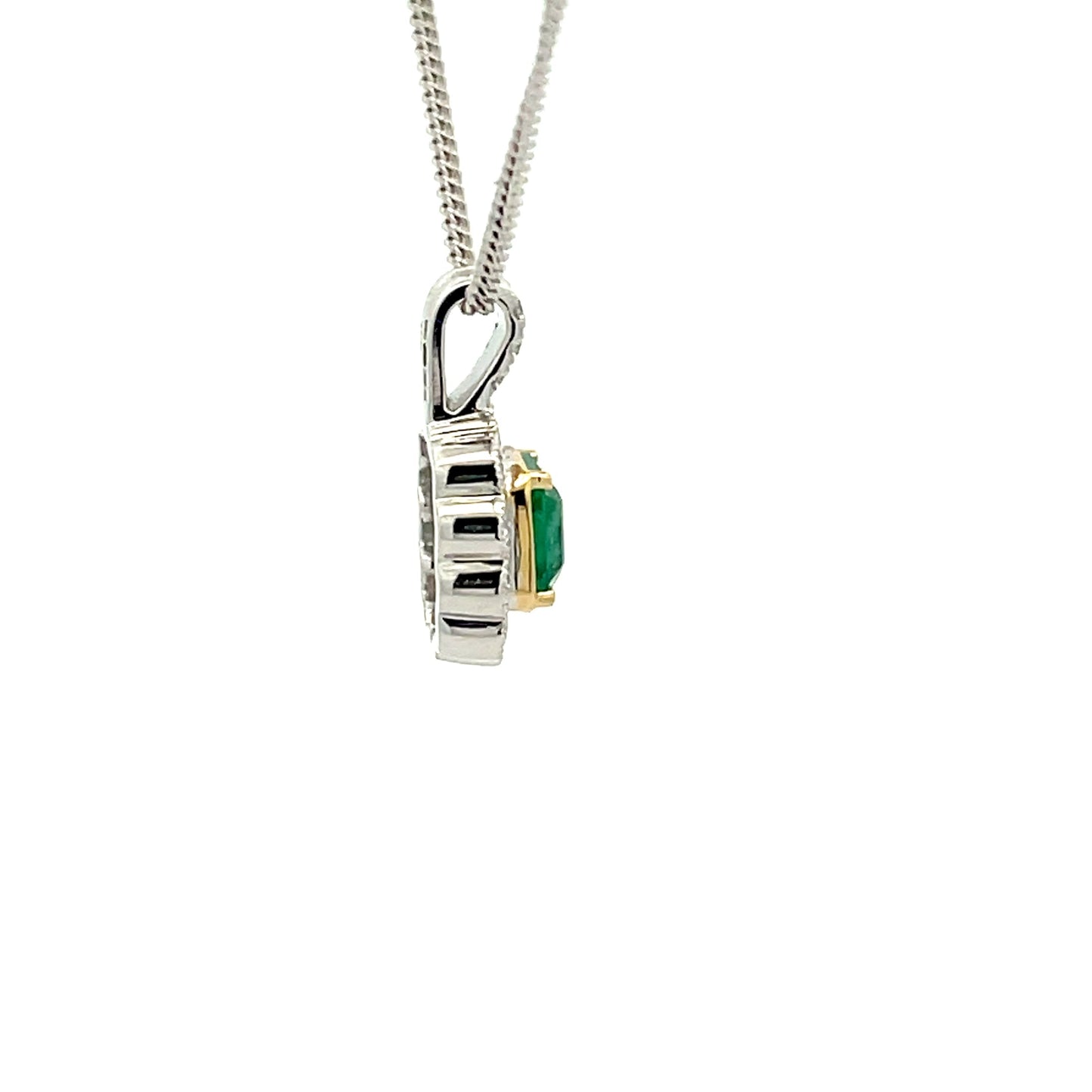 Emerald and diamond Vintage Cluster Style Pendant  Gardiner Brothers