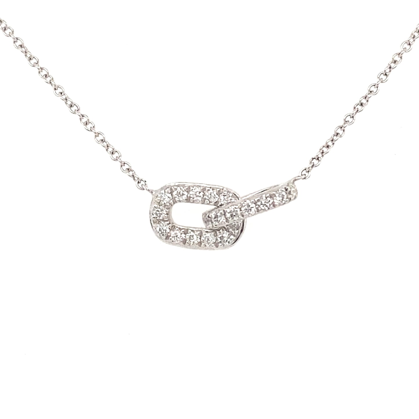 White Gold Interlocking Oblong Diamond Pendant  Gardiner Brothers