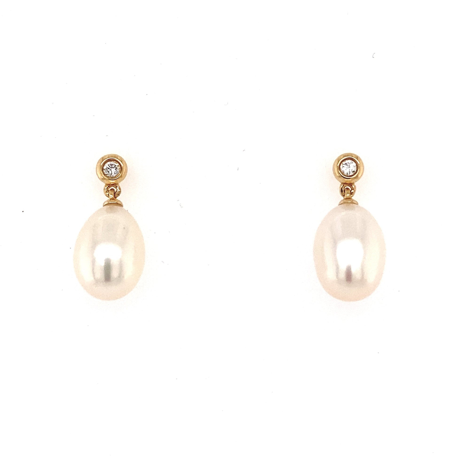 Yellow Gold Pearl and Diamond Drop Earrings  Gardiner Brothers