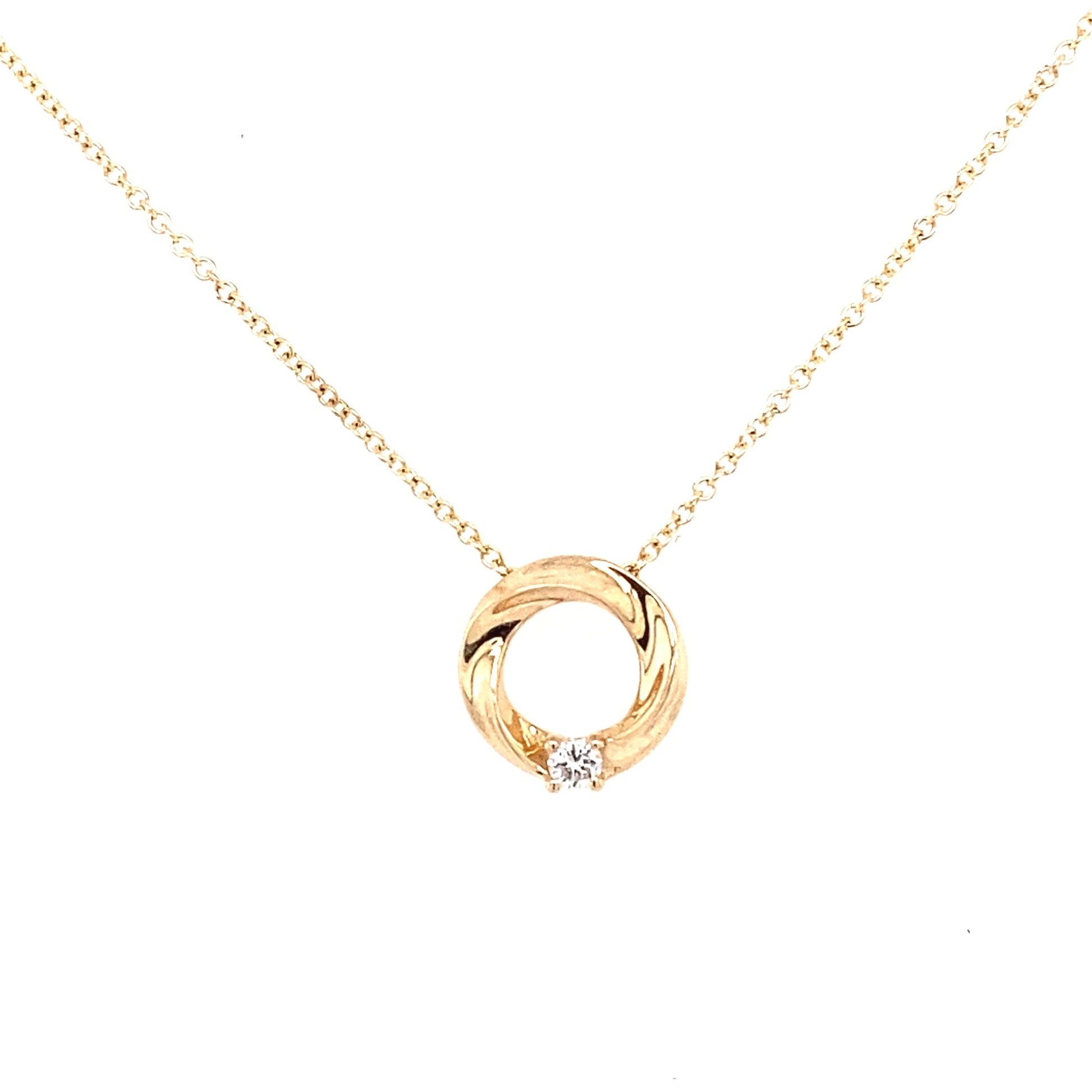 Yellow Gold Single Diamond Circle Pendant  Gardiner Brothers