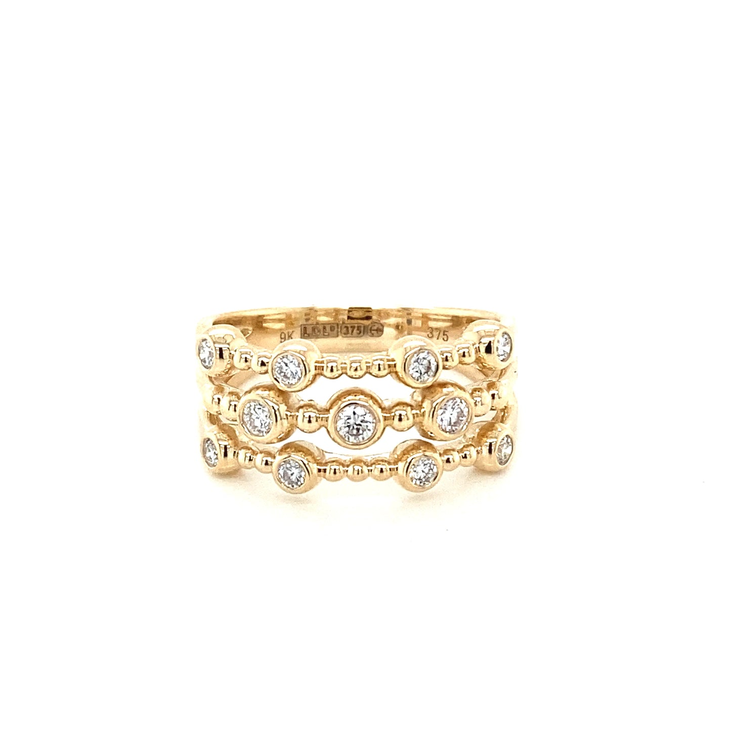 Yellow Gold Triple Band Diamond Ring  Gardiner Brothers