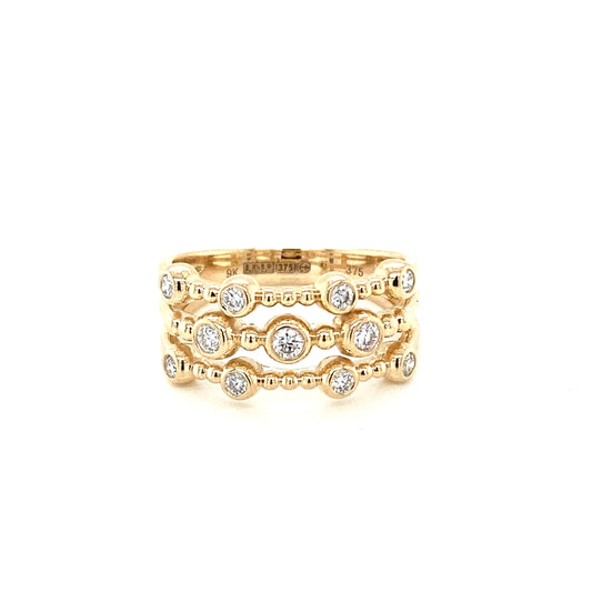 Yellow Gold Triple Band Diamond Ring  Gardiner Brothers