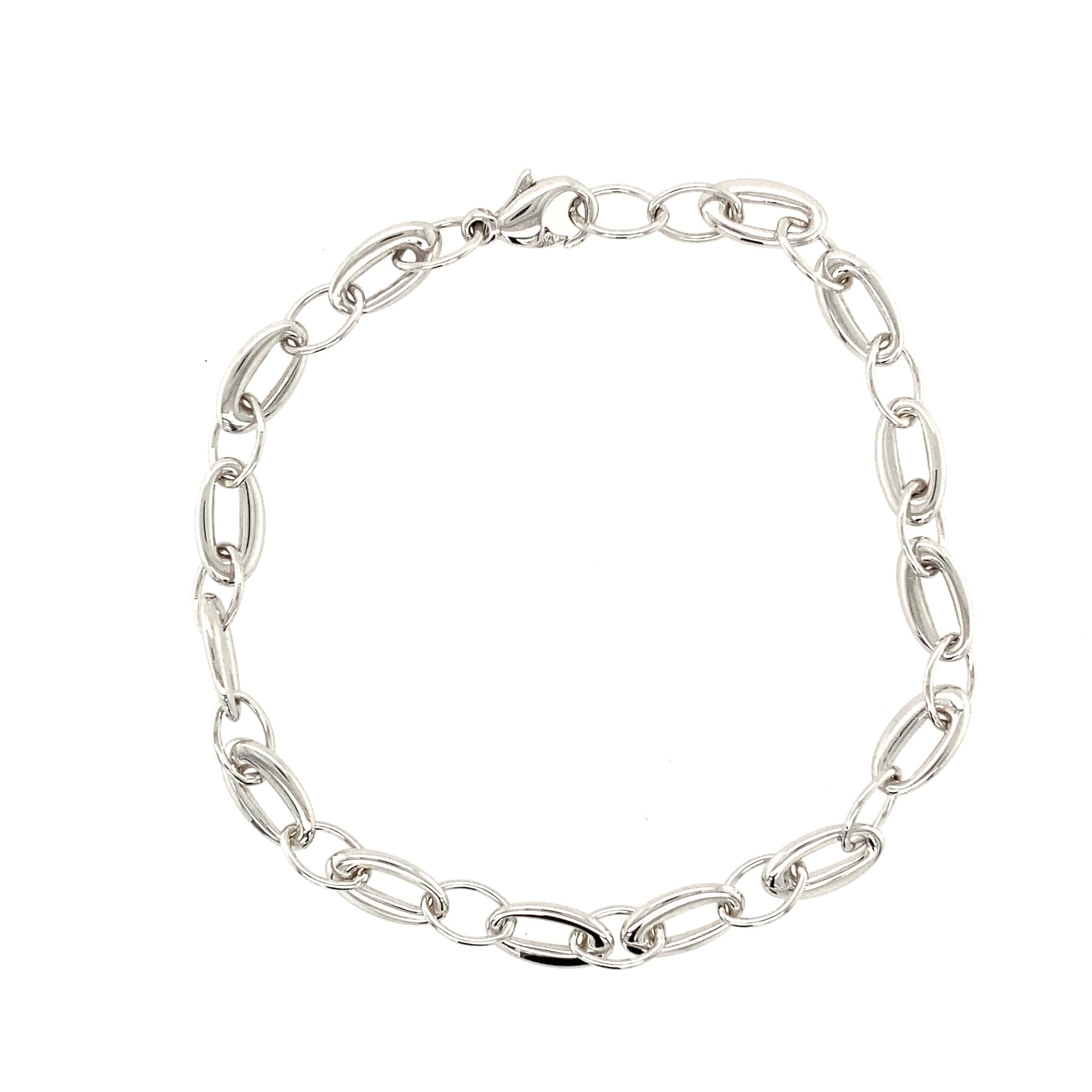 White Gold Oval Link Bracelet  Gardiner Brothers