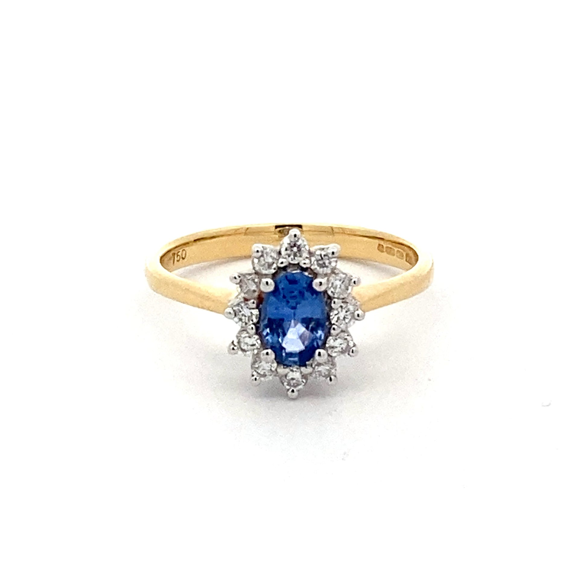 Sapphire and Round Brilliant Diamond Cluster Style Ring  Gardiner Brothers