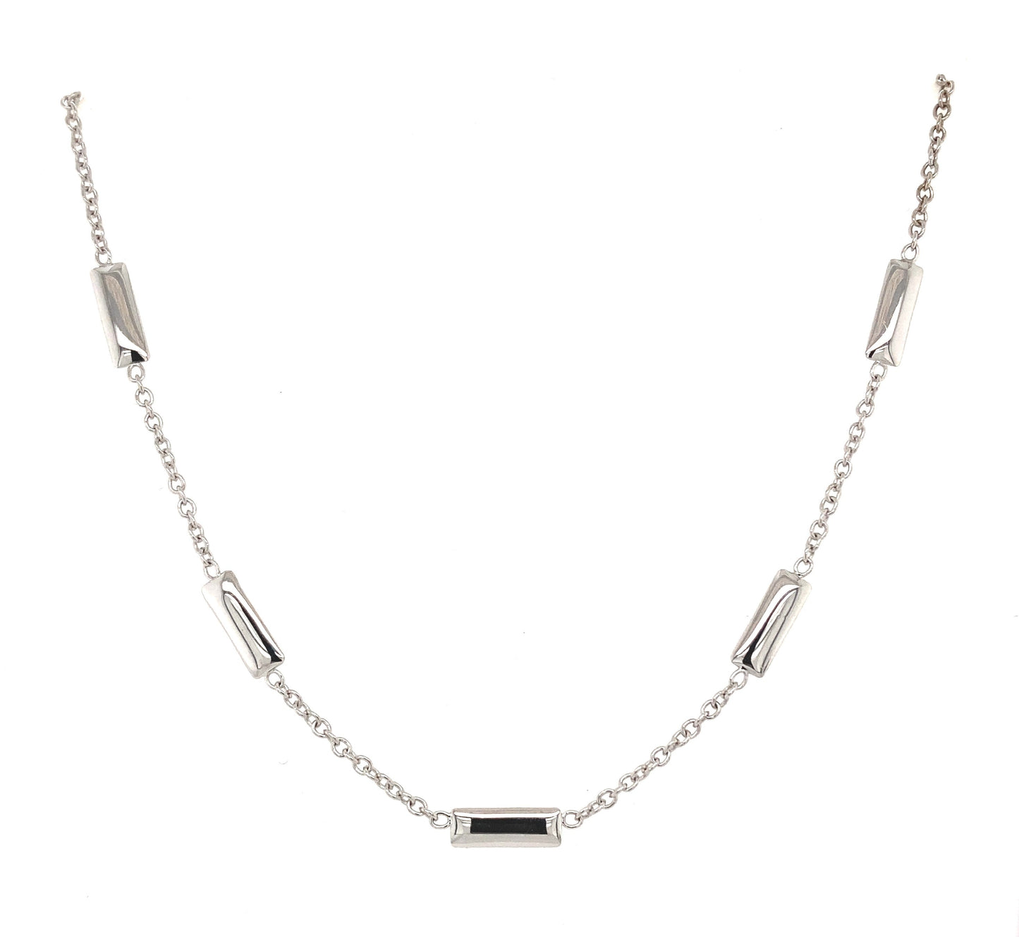 WHITE GOLD BAR LINK NECKLACE  Gardiner Brothers