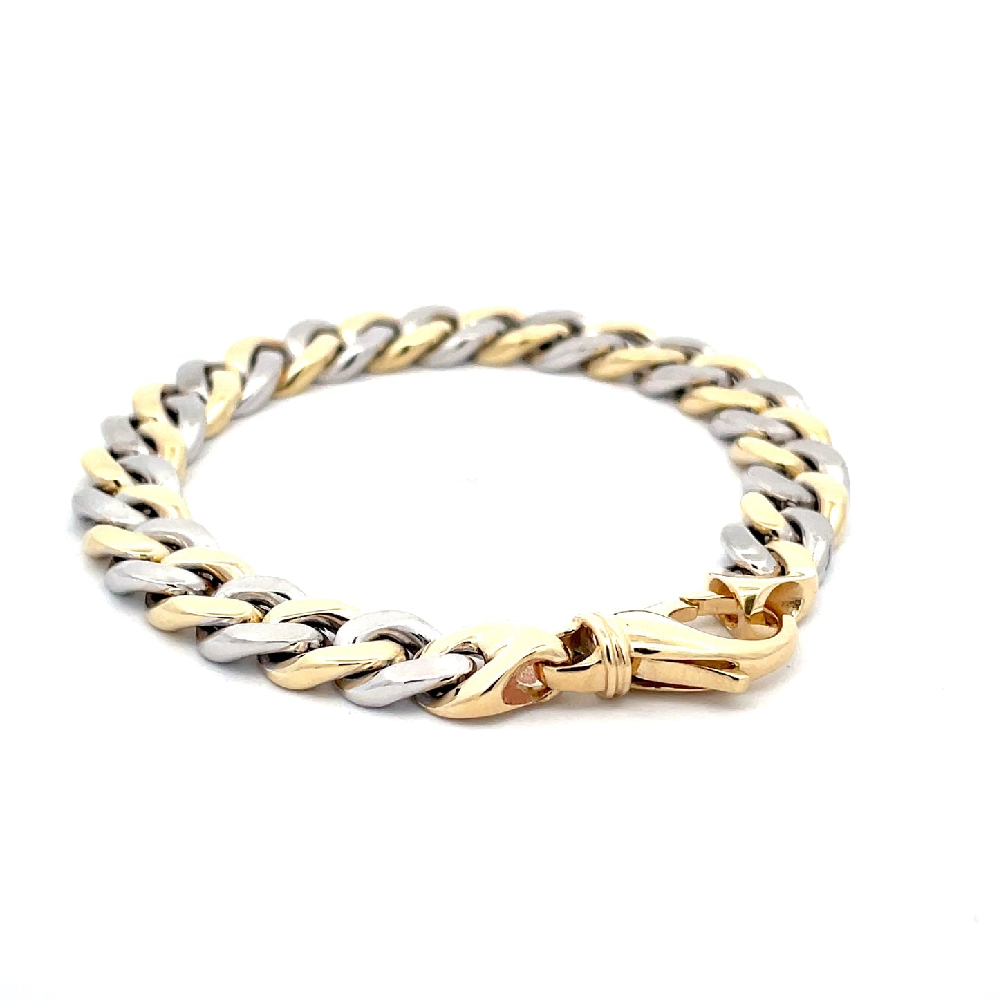 Yellow and White Gold Solid Flat Curb Bracelet  Gardiner Brothers