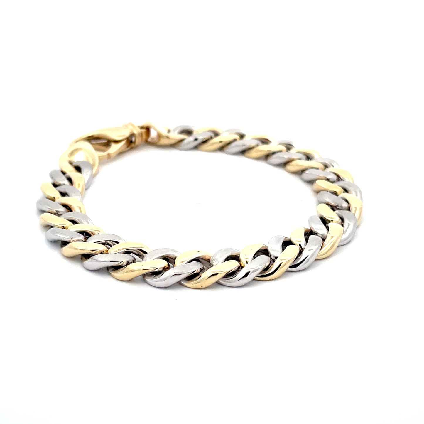 Yellow and White Gold Solid Flat Curb Bracelet  Gardiner Brothers