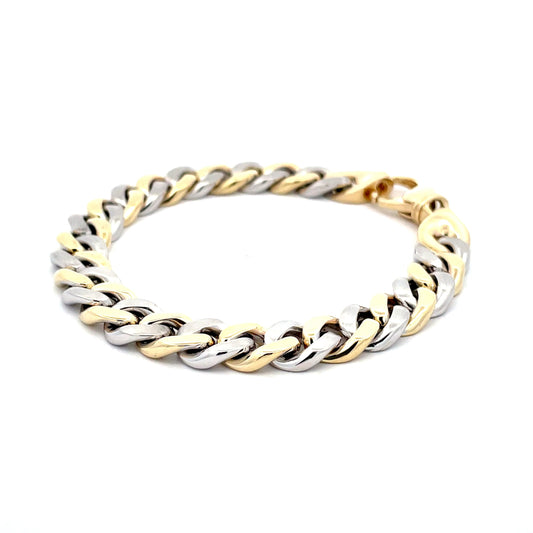 Yellow and White Gold Solid Flat Curb Bracelet  Gardiner Brothers