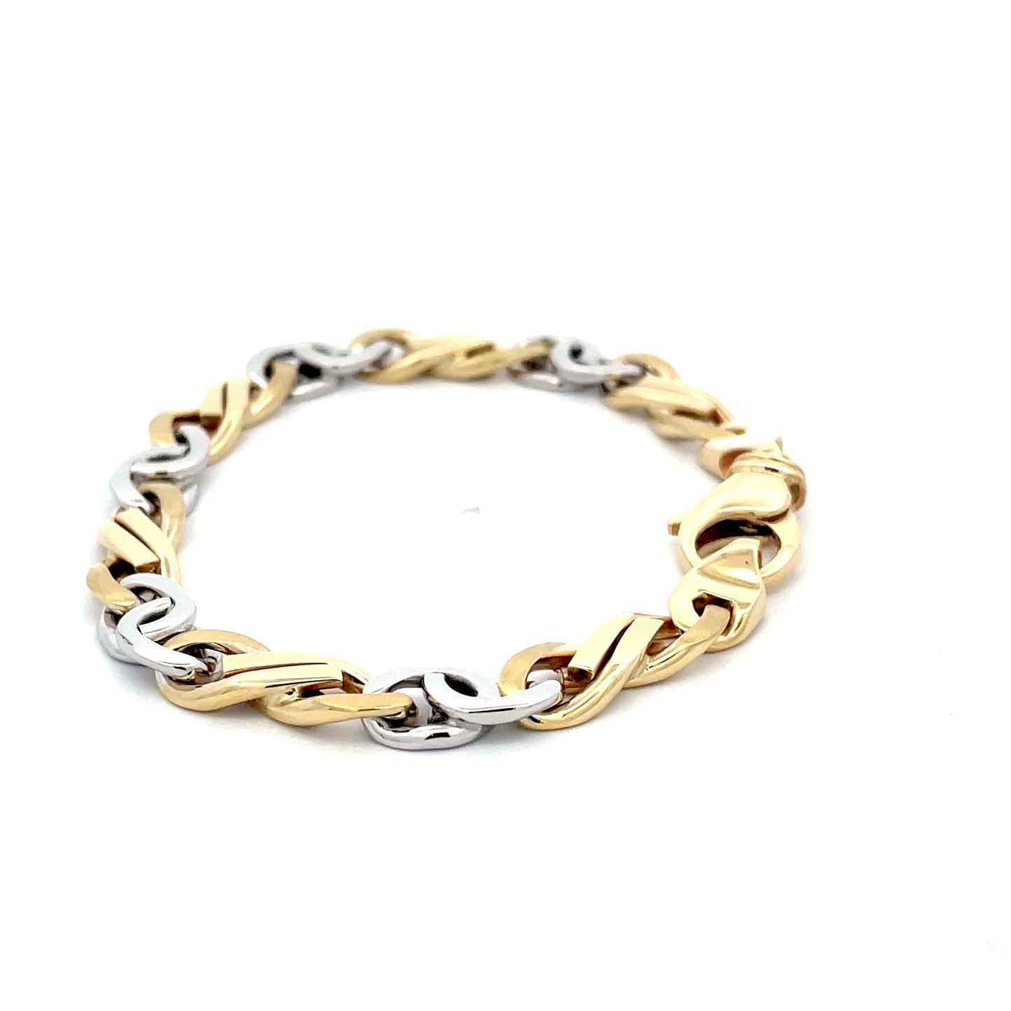 Yellow and White Gold Solid Fancy Curb Bracelet  Gardiner Brothers