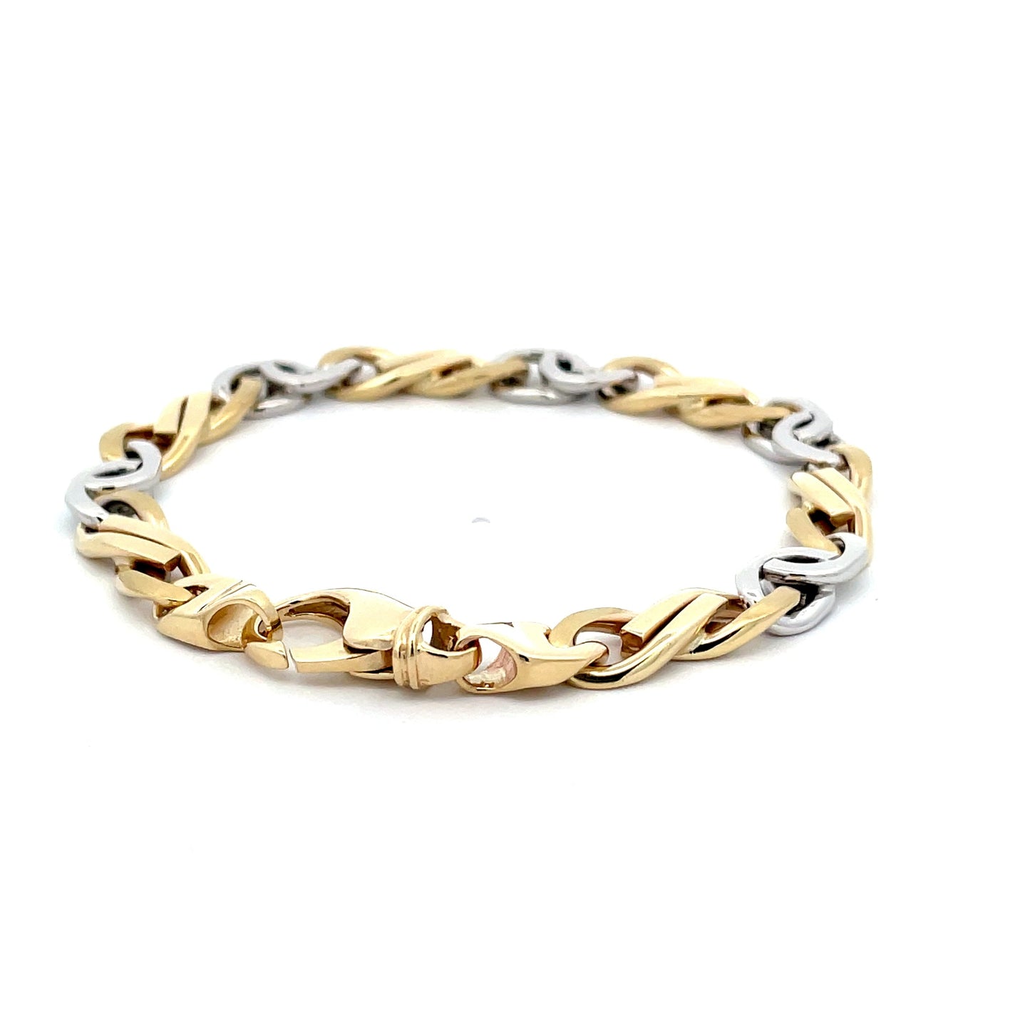 Yellow and White Gold Solid Fancy Curb Bracelet  Gardiner Brothers