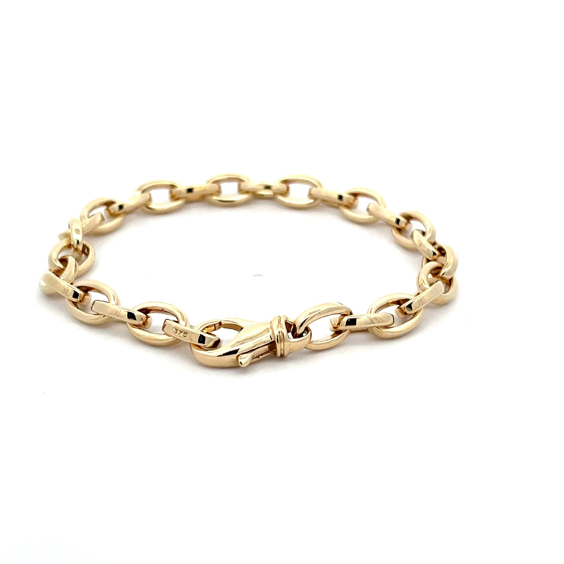 Yellow Gold Solid Oval Link Bracelet  Gardiner Brothers