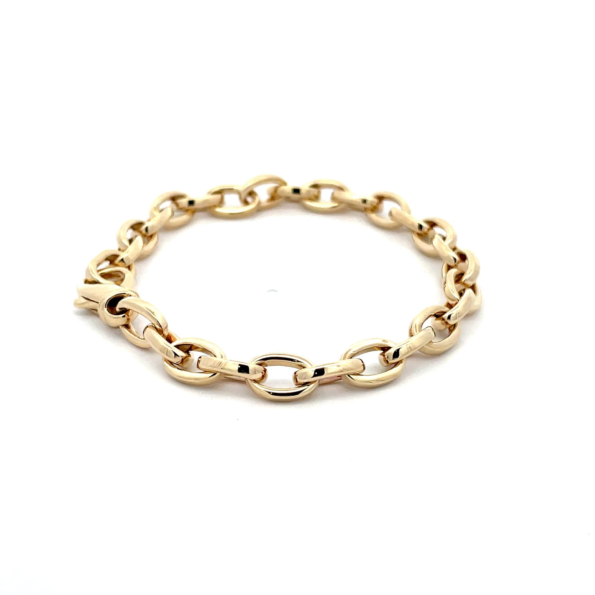 Yellow Gold Solid Oval Link Bracelet  Gardiner Brothers