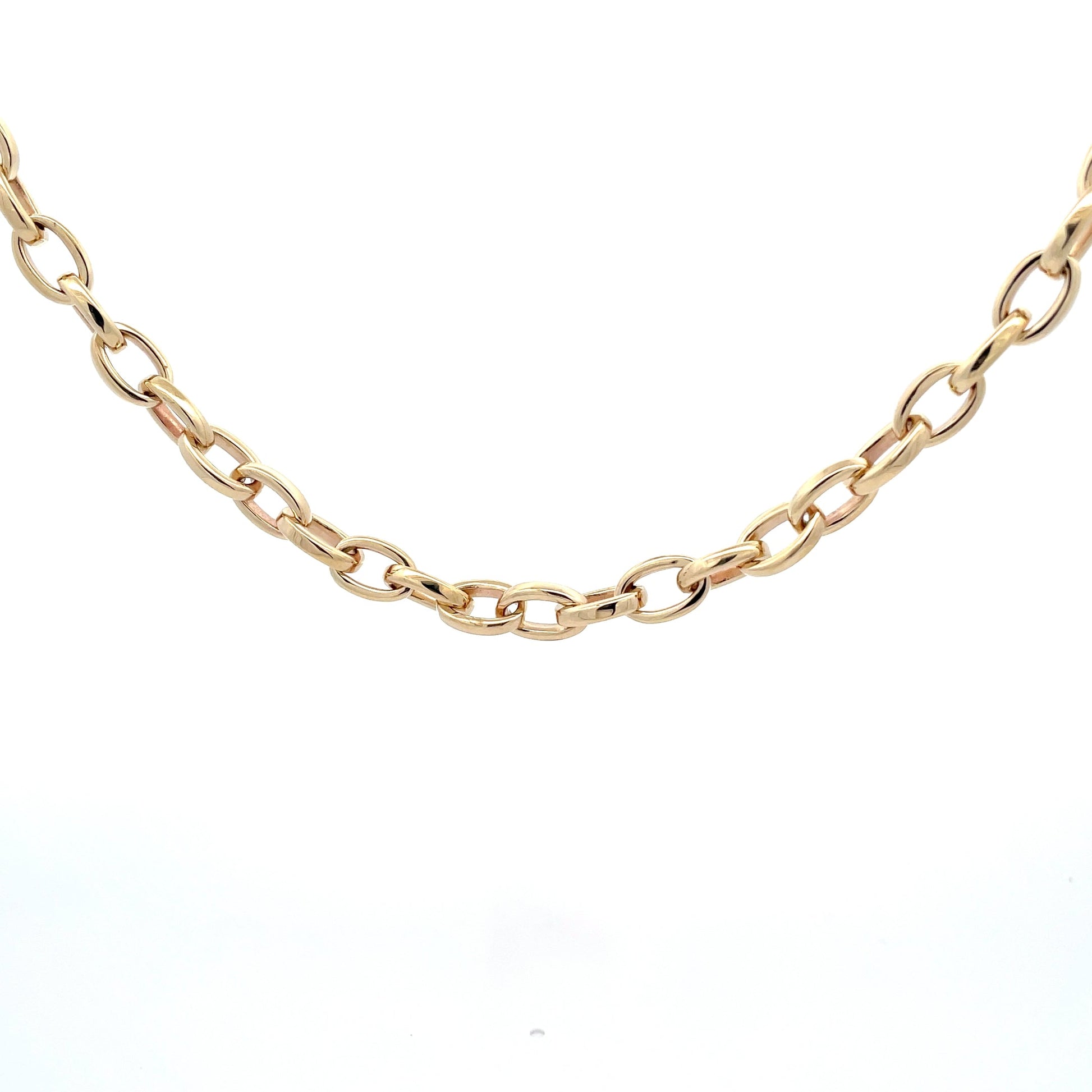 Yellow Gold Solid Oval Link Necklet  Gardiner Brothers