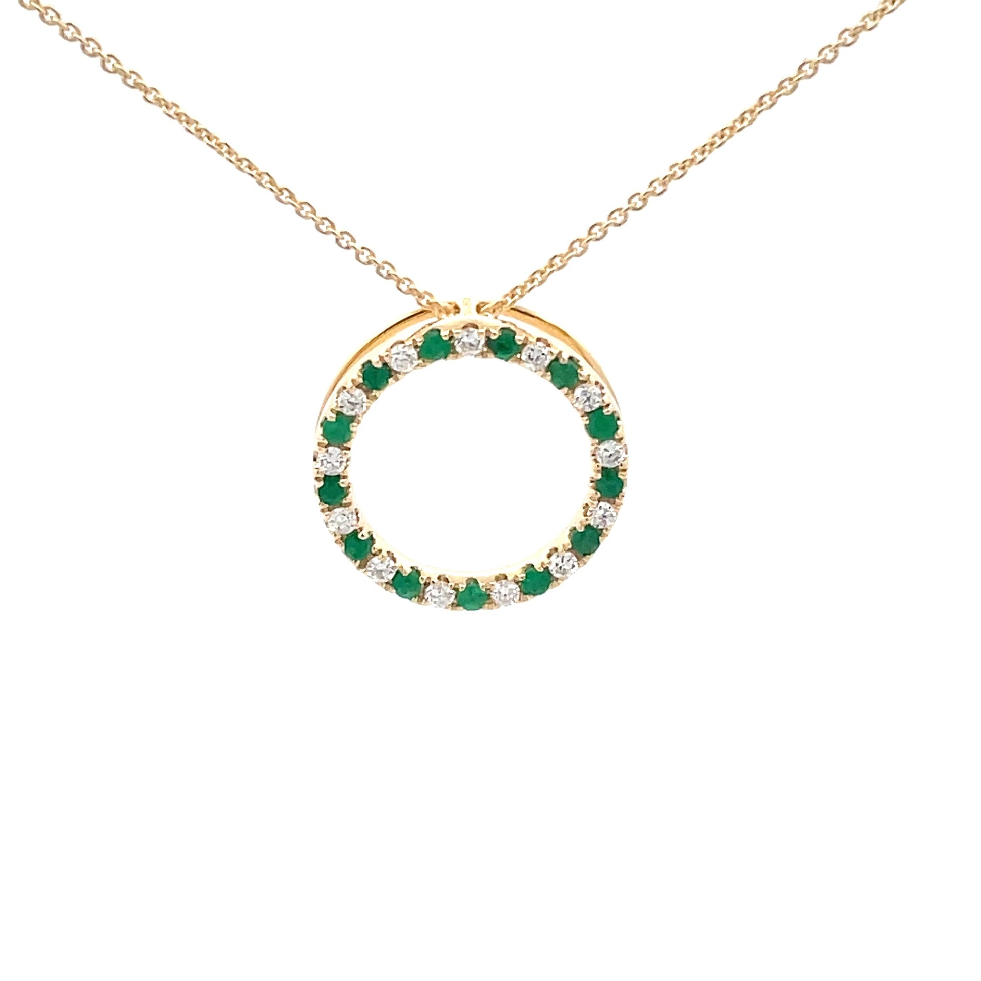 Emerald and Diamond Circle Pendant  Gardiner Brothers