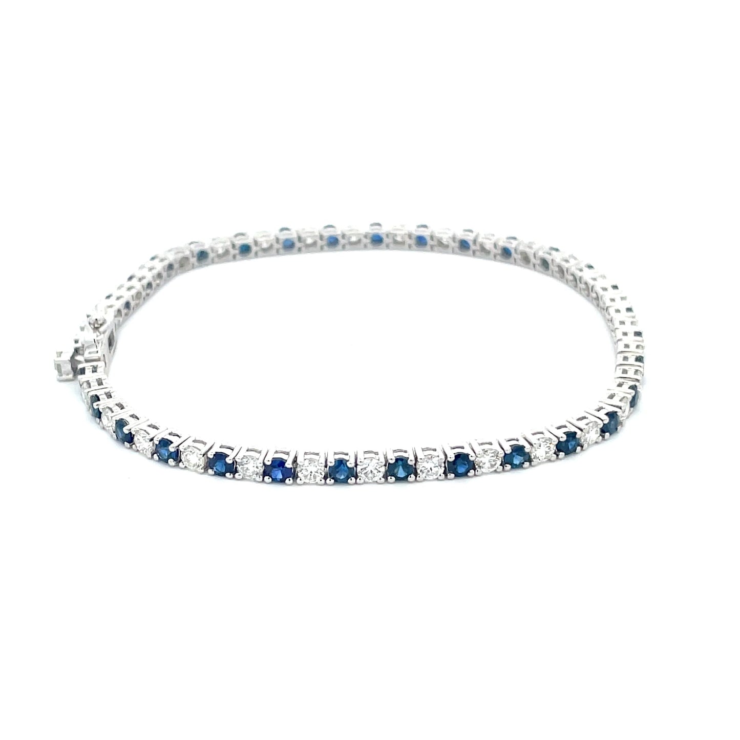 Sapphire and Round Brilliant Cut Diamond Tennis Bracelet  Gardiner Brothers