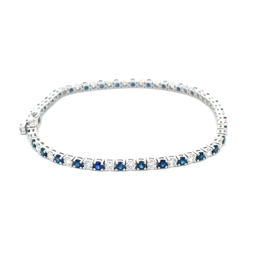 Sapphire and Round Brilliant Cut Diamond Tennis Bracelet  Gardiner Brothers