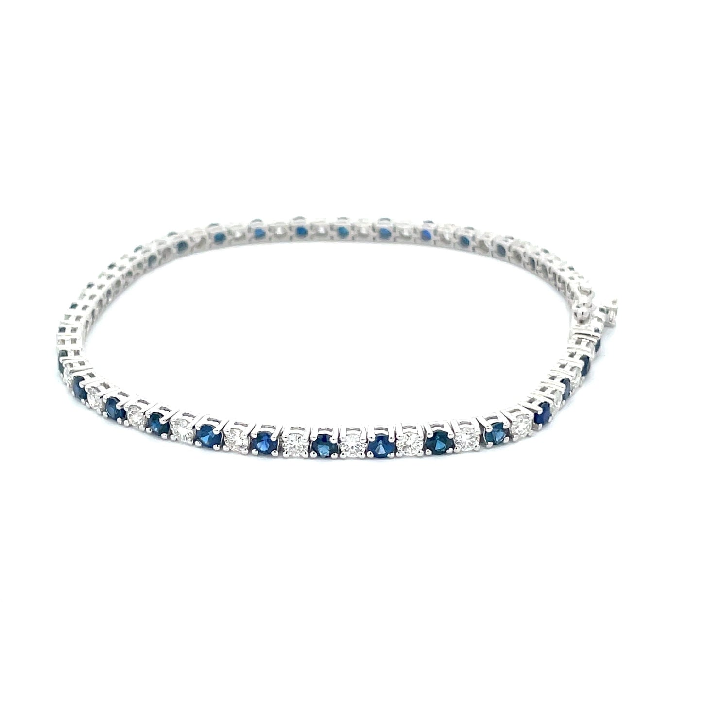 Sapphire and Round Brilliant Cut Diamond Tennis Bracelet  Gardiner Brothers