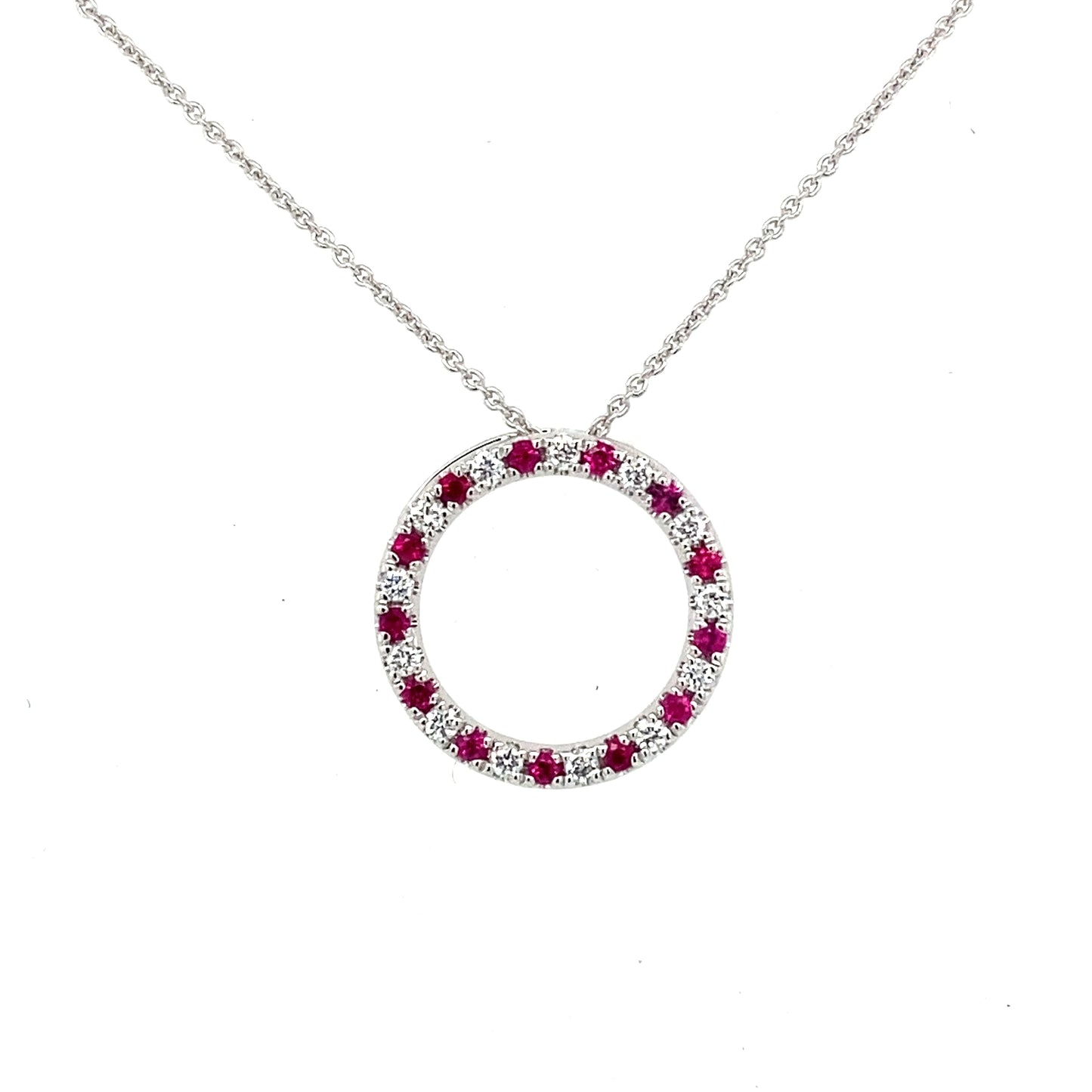 Ruby and Diamond Circle Pendant  Gardiner Brothers   