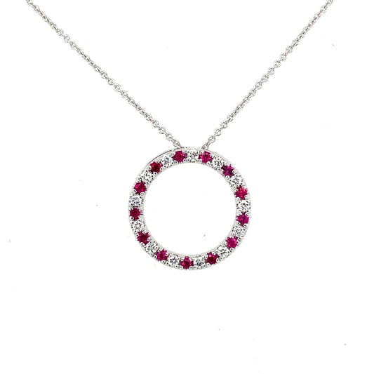 Ruby and Diamond Circle Pendant  Gardiner Brothers   