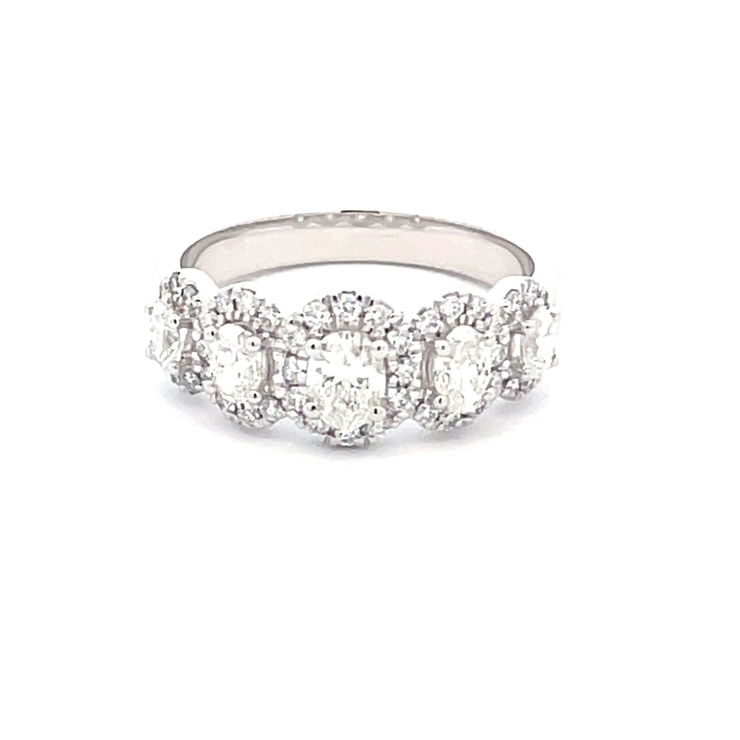 Oval Diamond 5 Stone Halo Style Eternity Ring  Gardiner Brothers