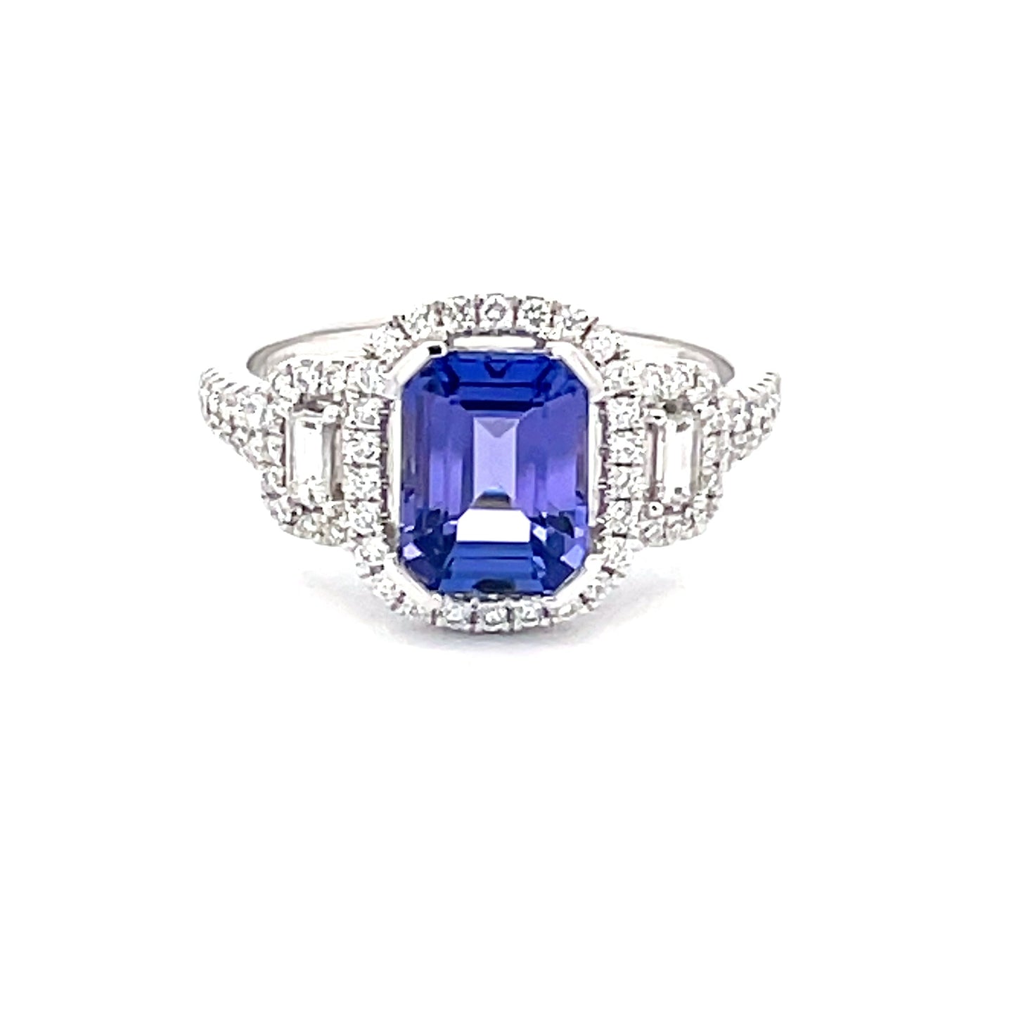 Tanzanite and Diamond Fancy Cluster Style Ring  Gardiner Brothers   