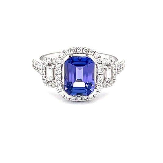 Tanzanite and Diamond Fancy Cluster Style Ring  Gardiner Brothers   