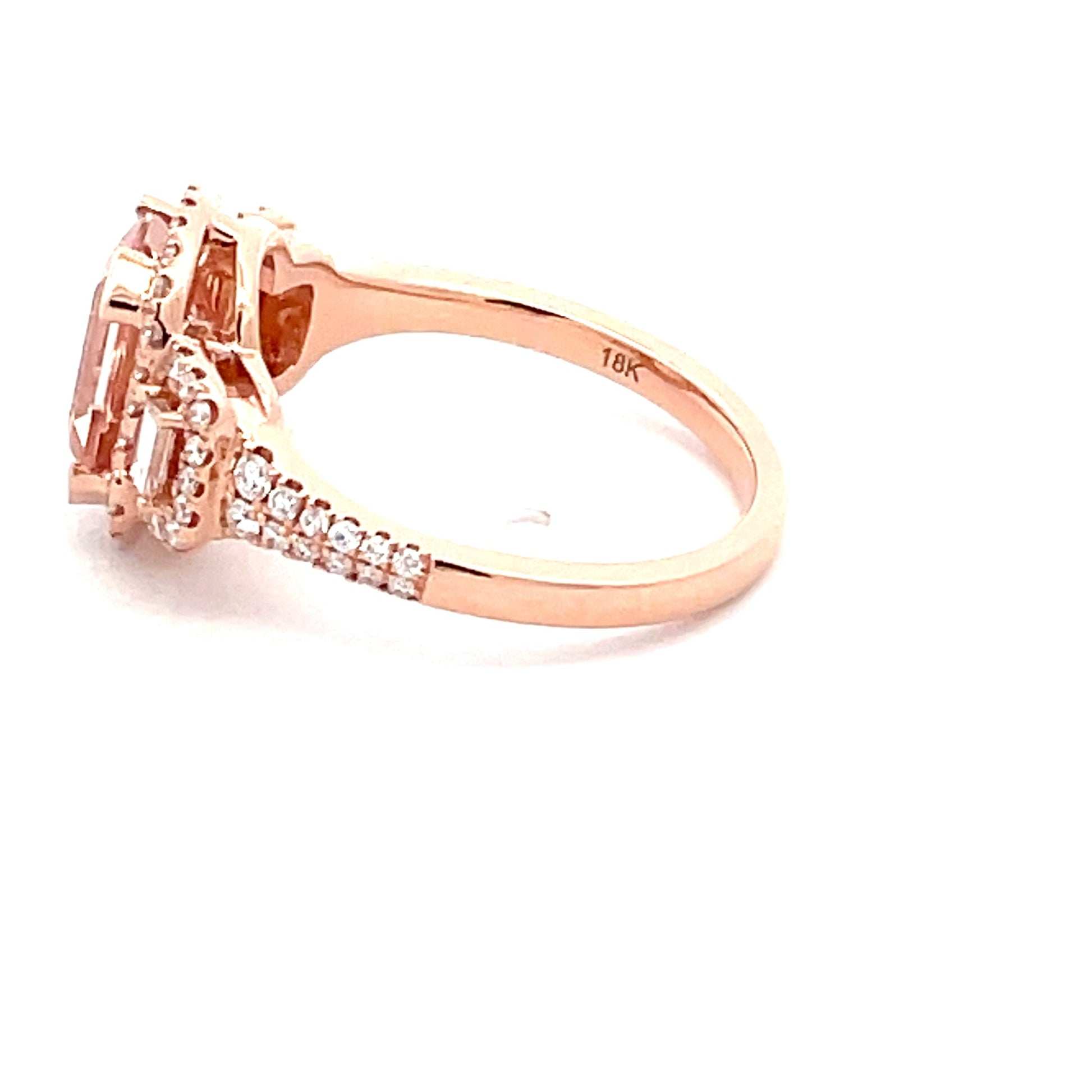 Morganite and Diamond Fancy style cluster ring  Gardiner Brothers   