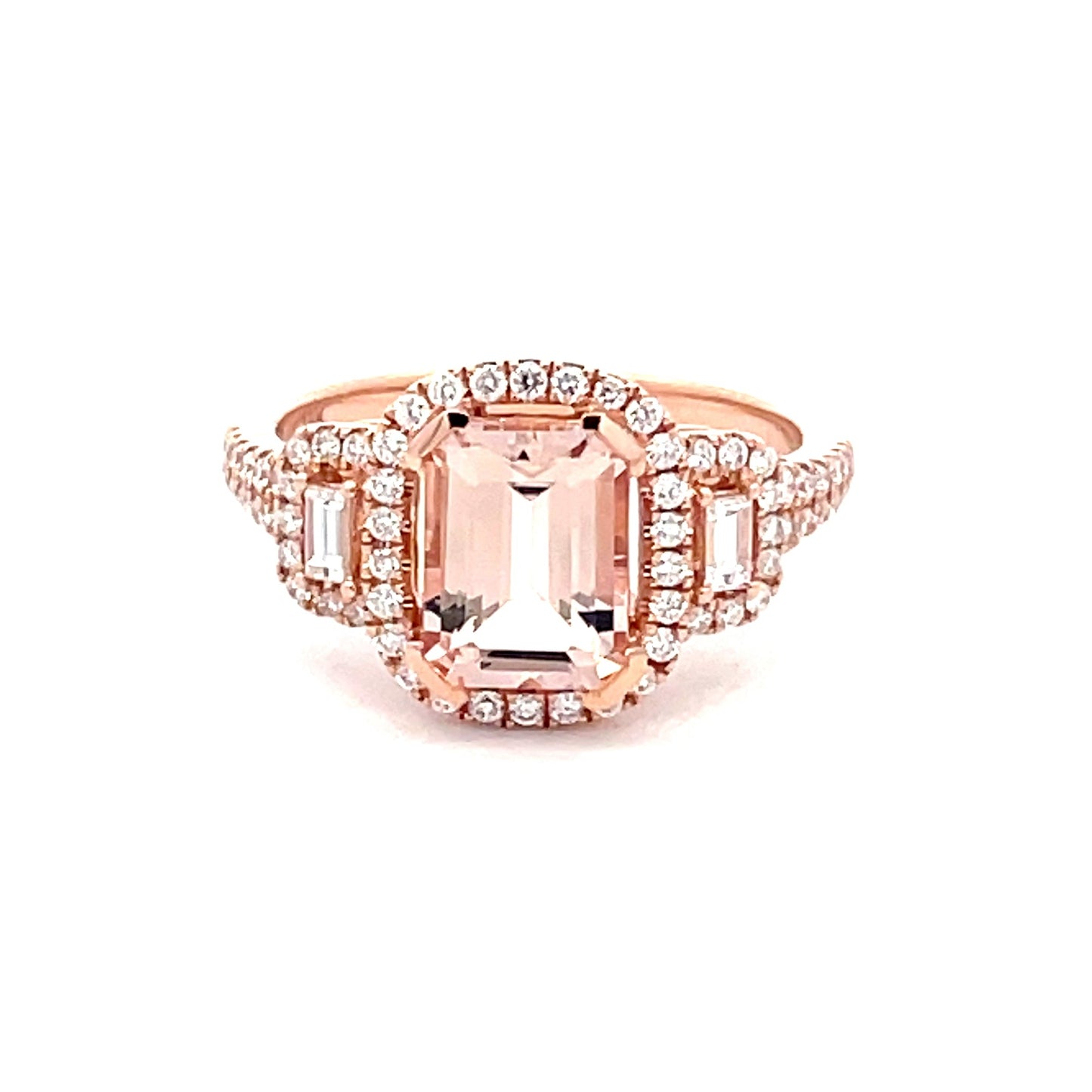 Morganite and Diamond Fancy style cluster ring  Gardiner Brothers   